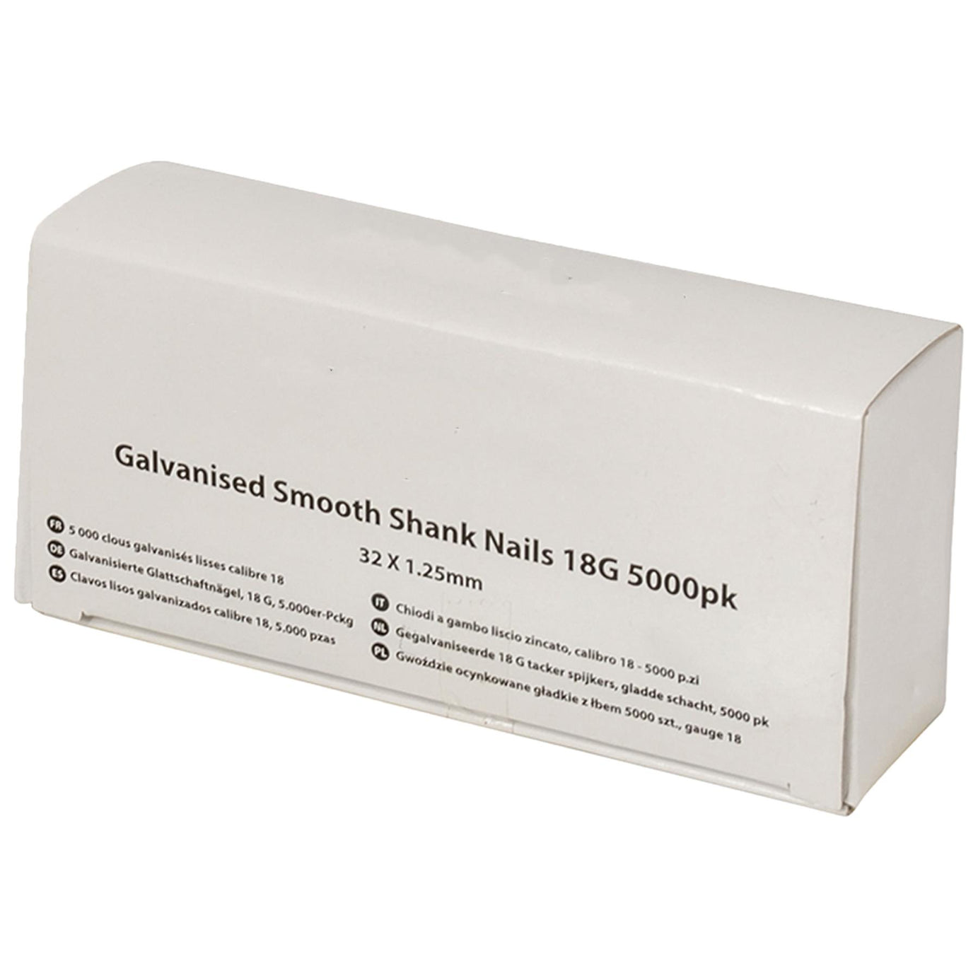 Galvanised Smooth Shank Nails /Brads For Nailer Staplers 18G 5000Pk 32 X 1.25mm