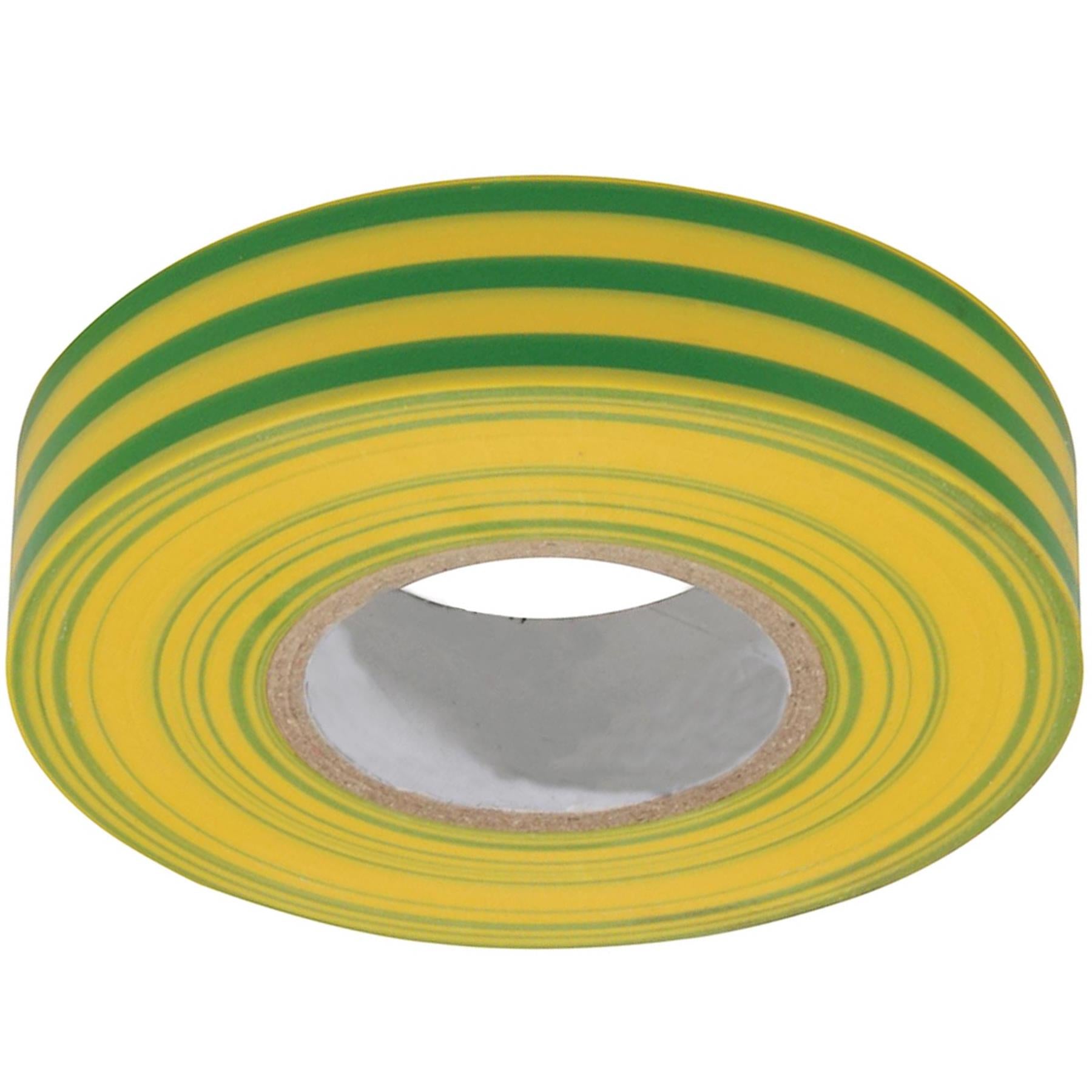 19mm x 22mm Electrical Pvc Insulating Tape Flame Retardant Rolls Yellow/Green 2 Rolls