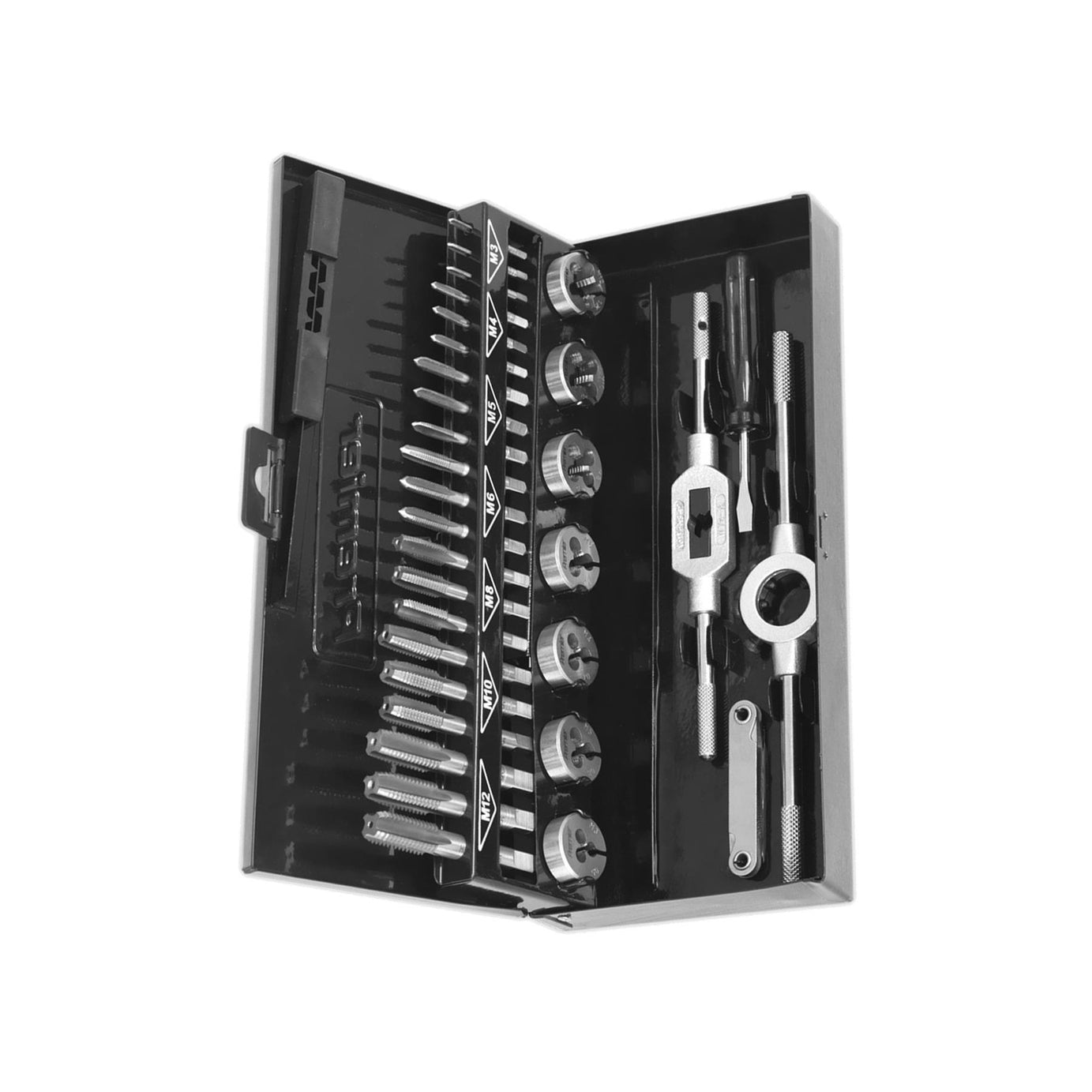 Sealey 32pc Metric Tap and Die Set Split Dies HSS 4341 Steel M3 - M12