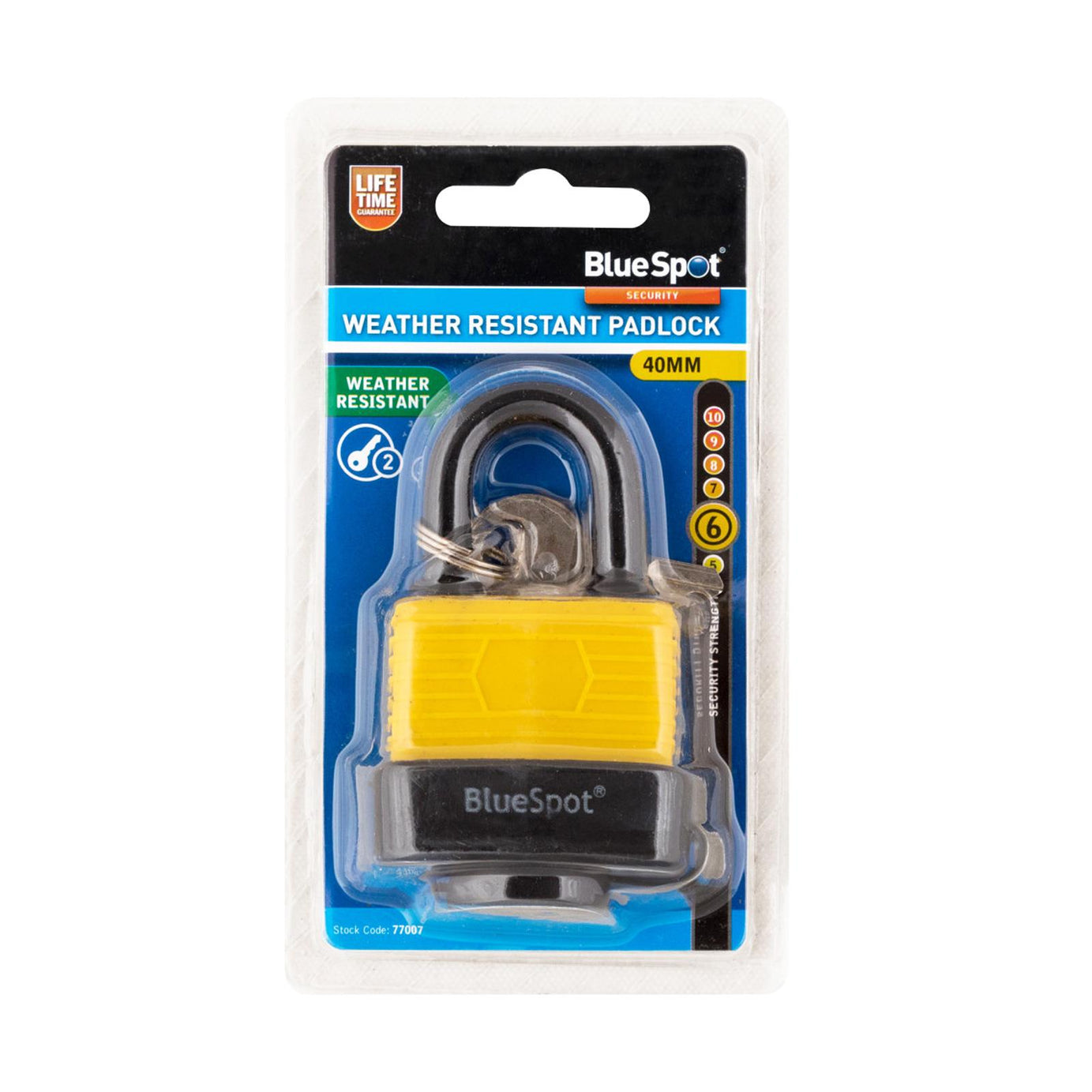 Bluespot 40mm Indoor Outdoor Weather Resistant Padlock With 2 Keys