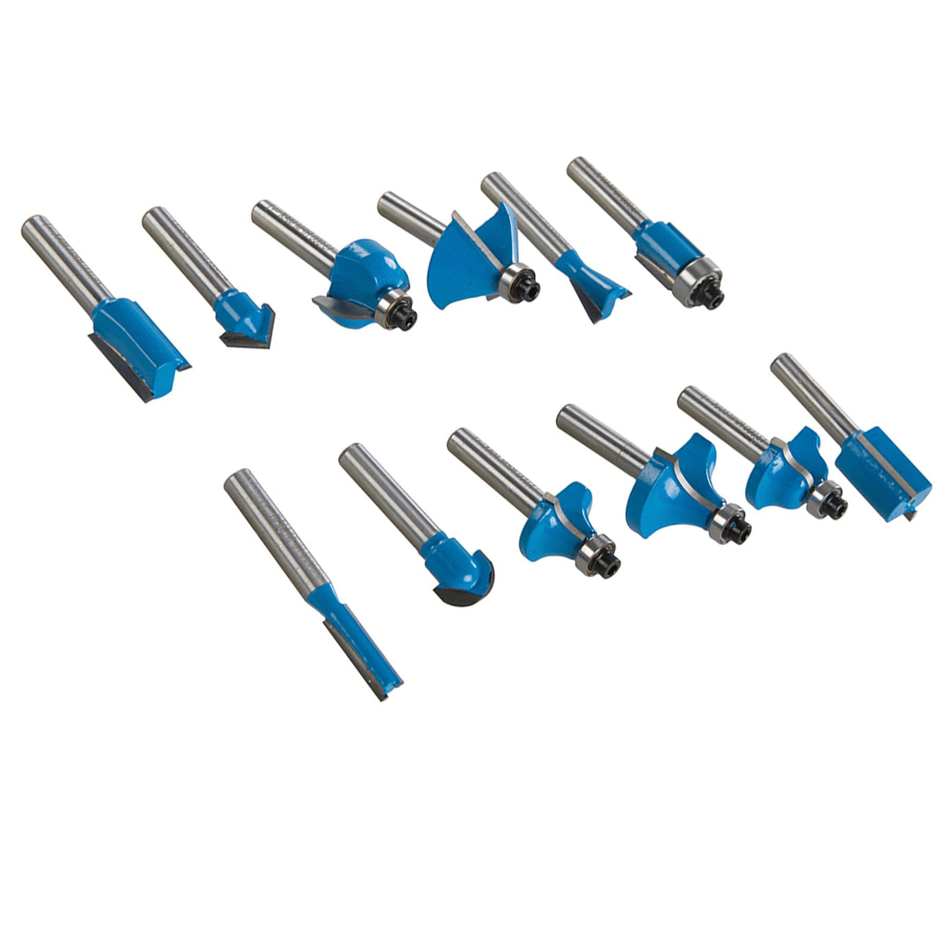 1/4" Shank TCT Router Cutter Bit Set with Wooden Case Silverline 12 Pce Piece