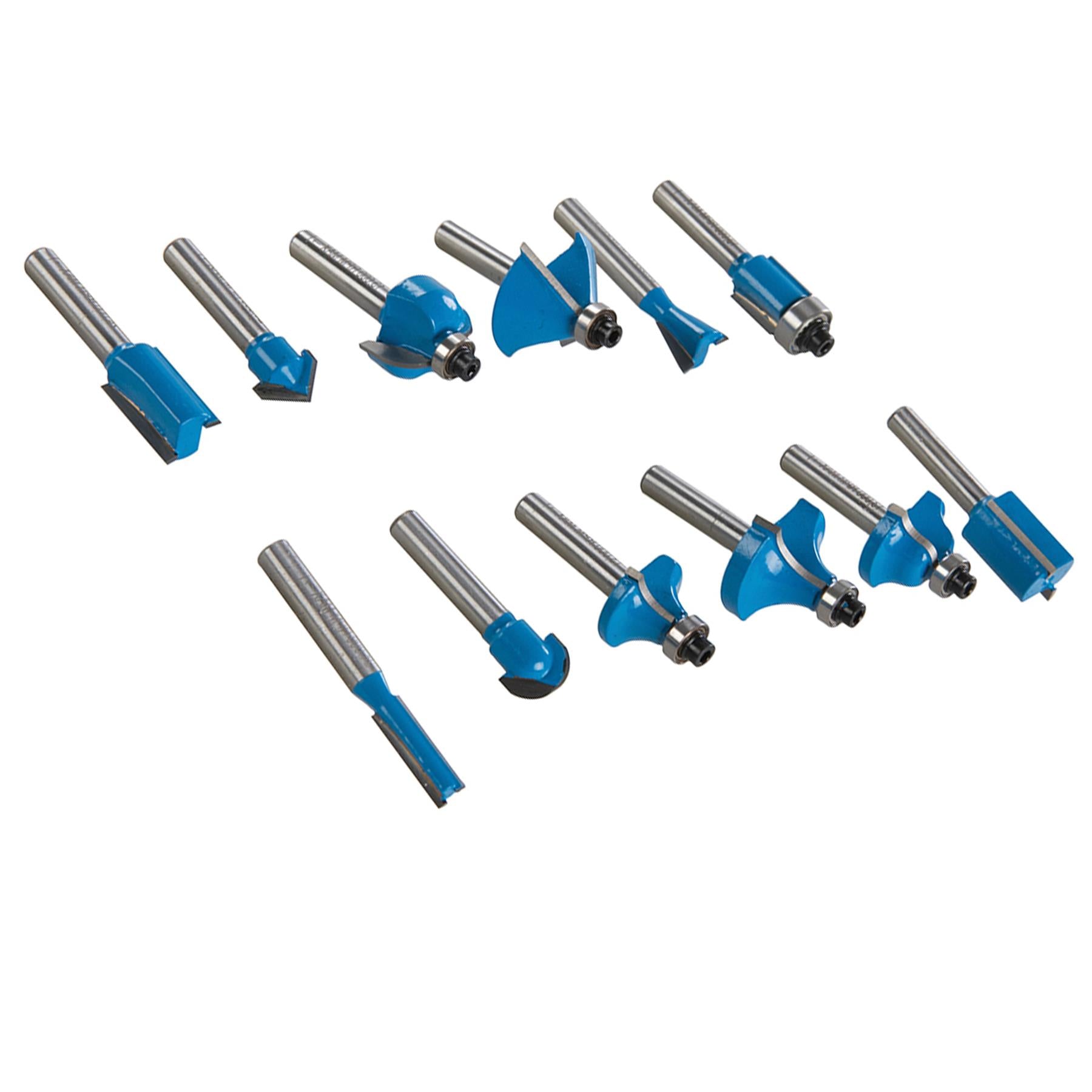 1/4" Shank TCT Router Cutter Bit Set with Wooden Case Silverline 12 Pce Piece