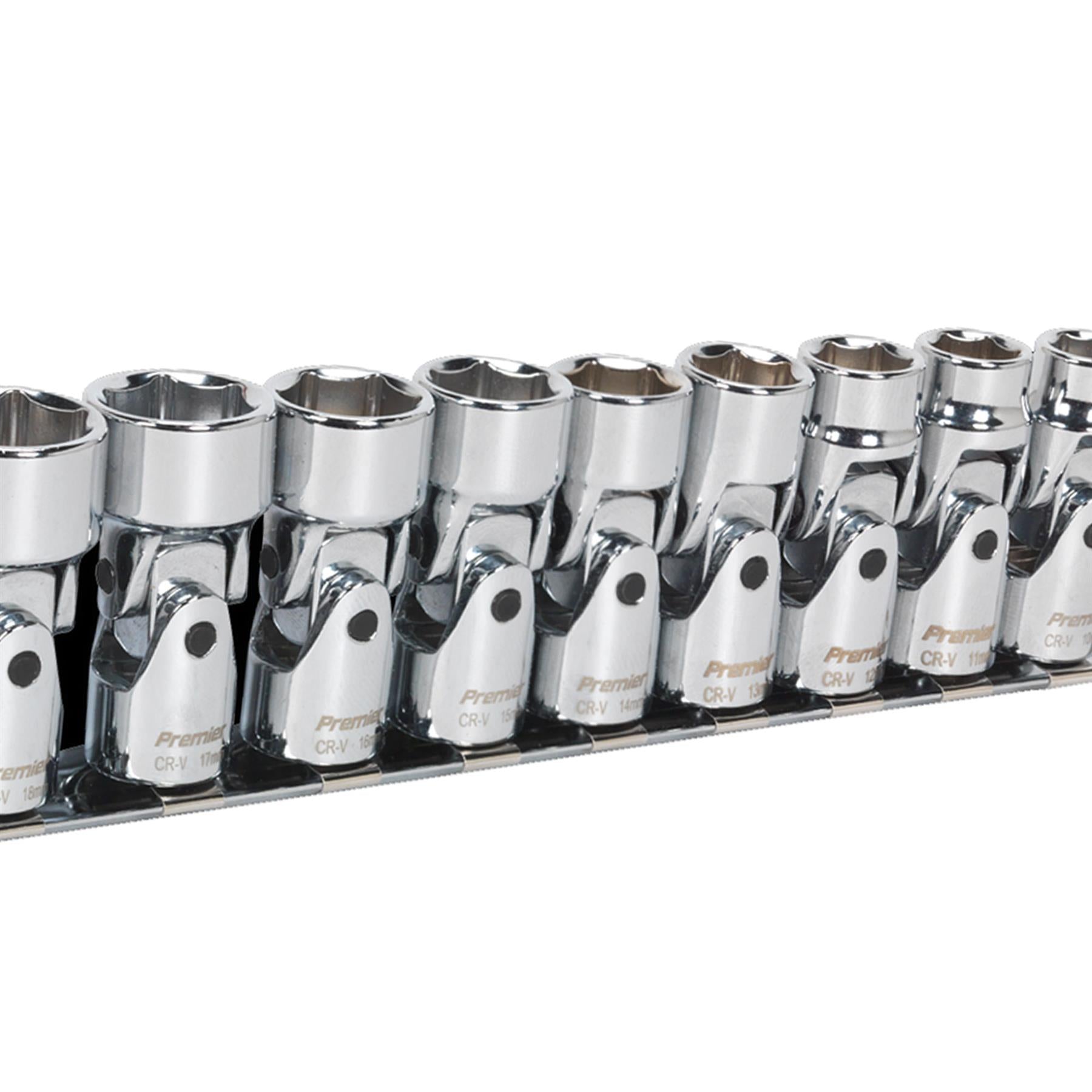 Sealey Universal Joint Socket Set 10pc 3/8"Sq Dr 6pt WallDrive MM