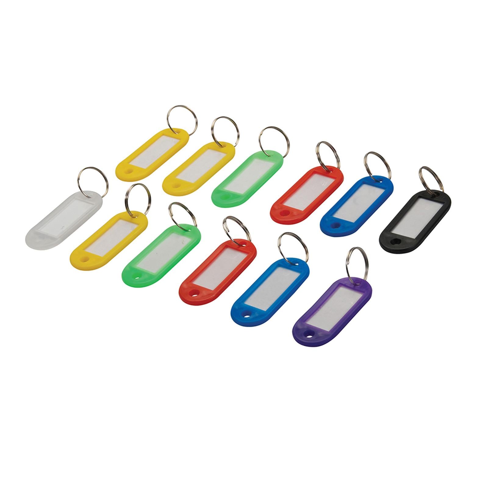 12Pk Assorted Coloured Key Id Tags Key Ring With Plastic Key Fob Markable Tab