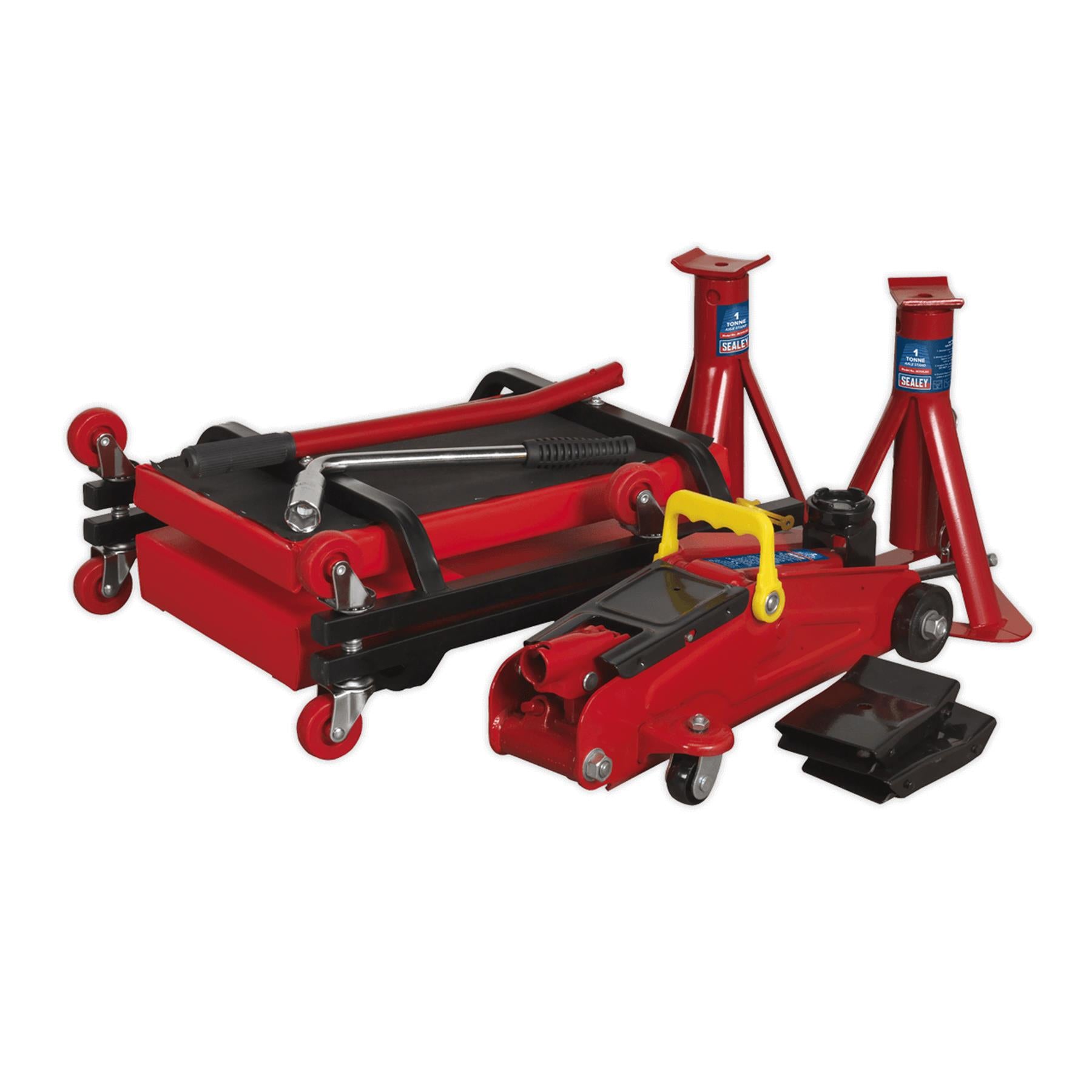 Sealey Lifting Kit 2t (Inc Jack,Axle Stands,Creeper,Chocks,Wrench)