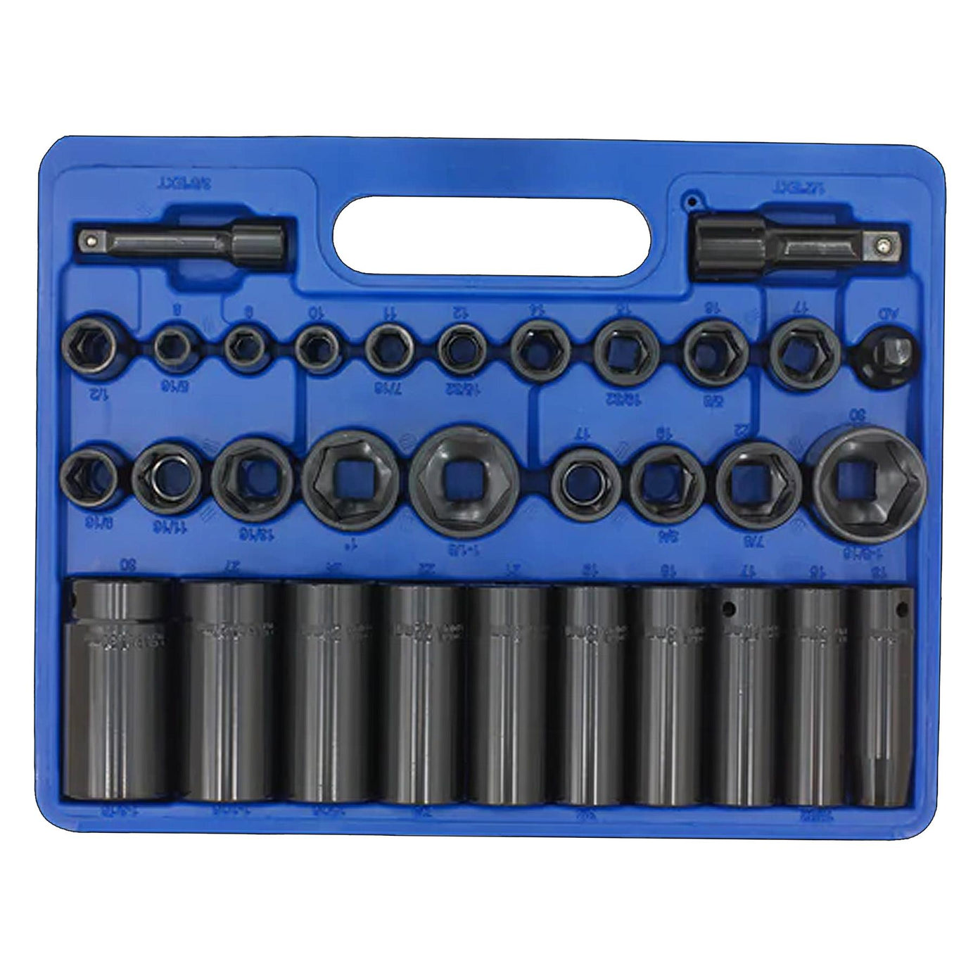 Sealey Impact Socket Set 32pc Standard/Deep 3/8"&1/2"Sq Dr Met/Imp
