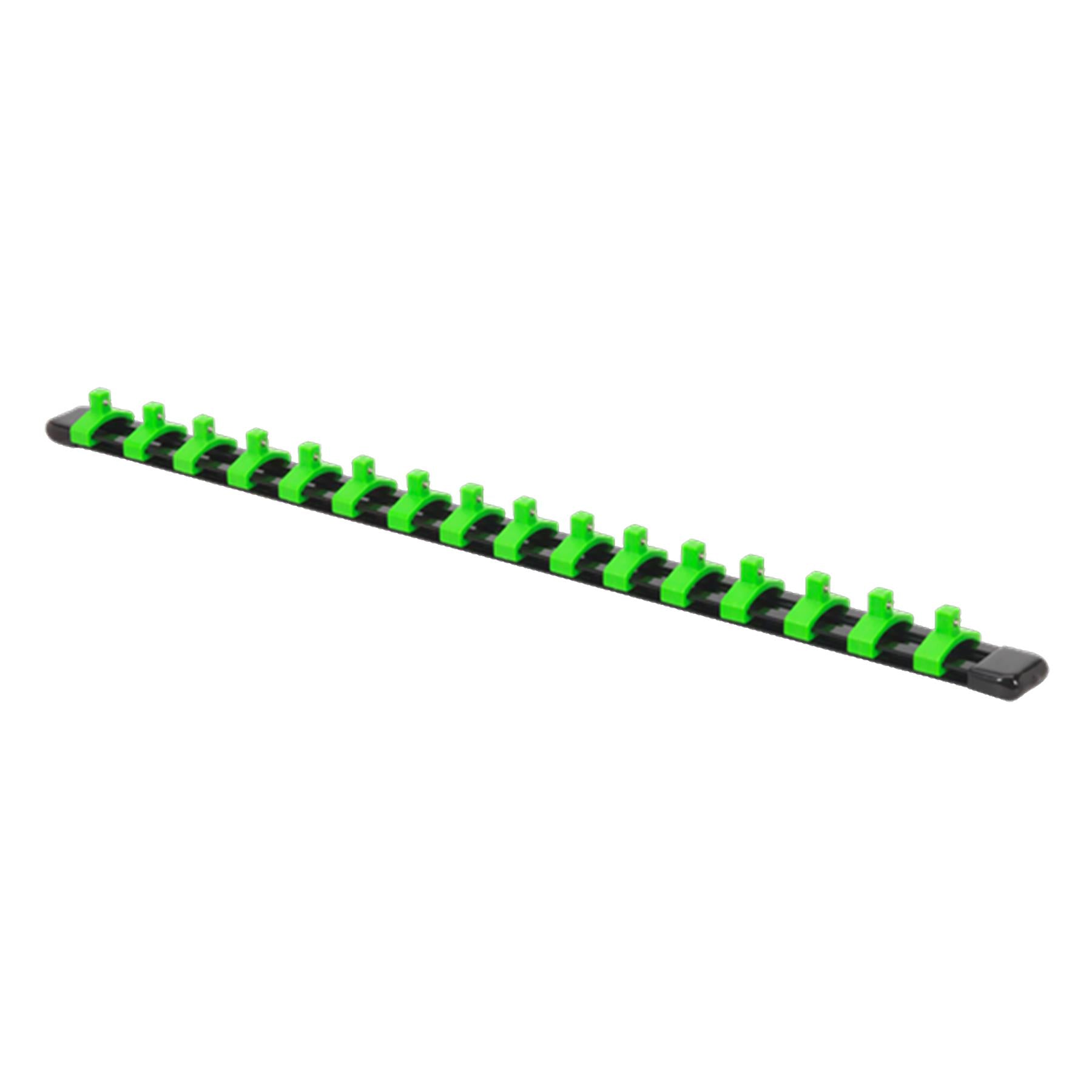 Socket Retaining Rail with 16 Clips 1/4"Sq Dr - Hi-Vis Green. Sealey