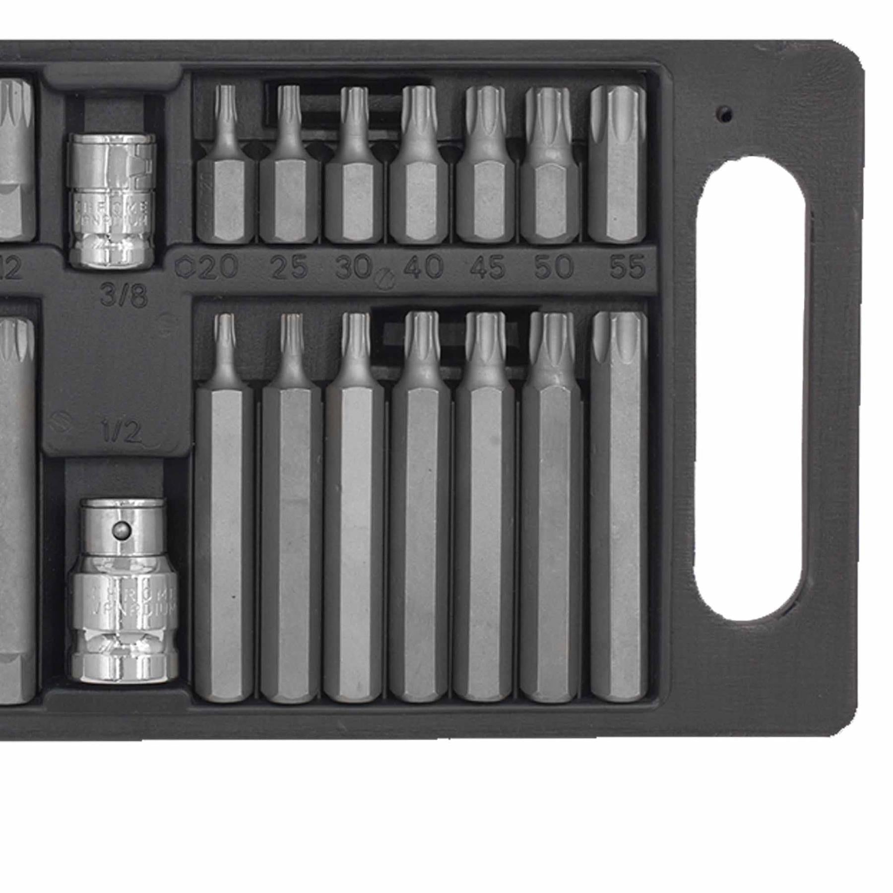 Sealey TRX-Star/Hex/Spline Bit Set 40pc 3/8" & 1/2"Sq Drive