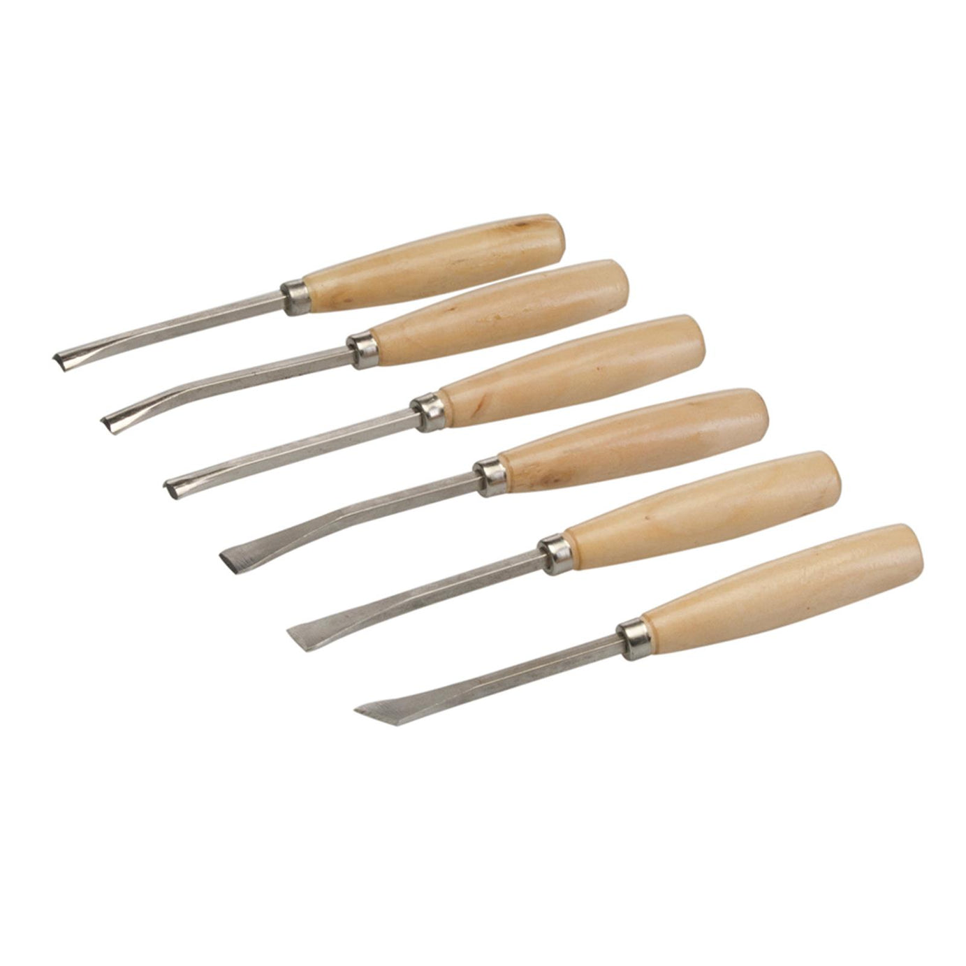 Wood Chisels Wood Carving Tools Skew & Gouger Assorted Shapes 6 Pce - Fish Tail