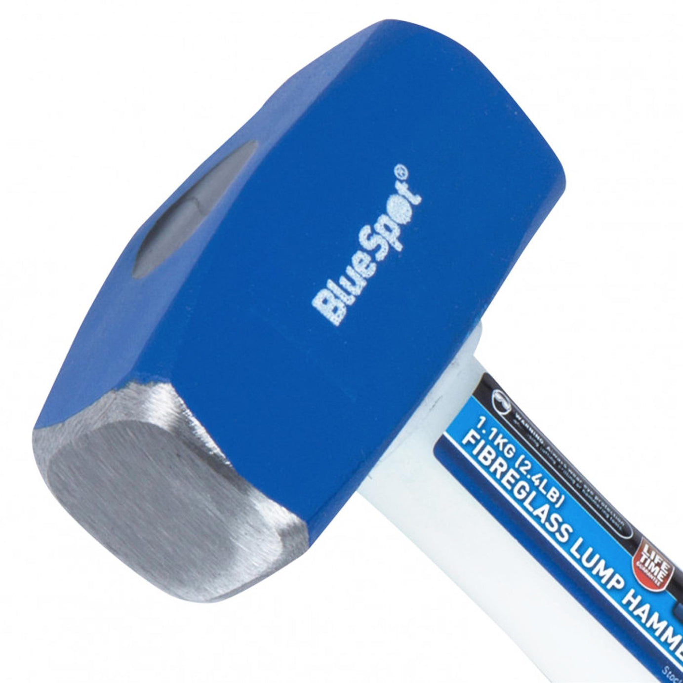 BlueSpot 2.4lbs Fibreglass Handle Hardened Steel Lump Hammer Club 1.1kg