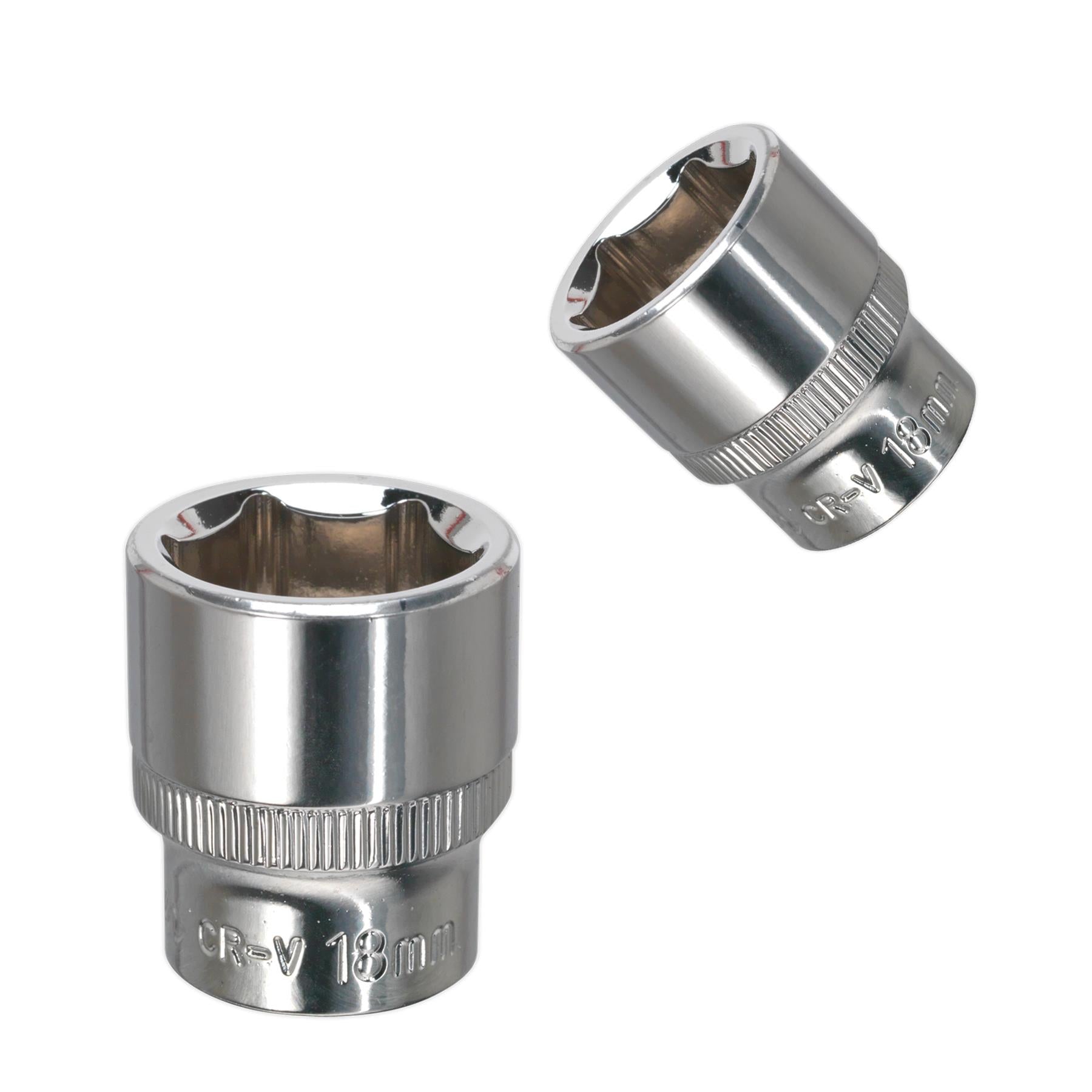 Sealey WallDrive Socket 18mm 3/8"Sq Drive Fully Polished