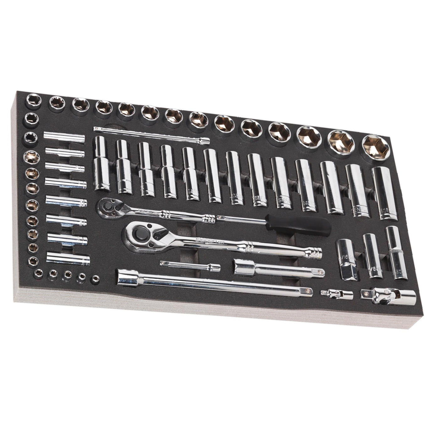 Sealey Tool Tray with Socket Set 62pc 1/4" & 1/2"Sq Drive Metric