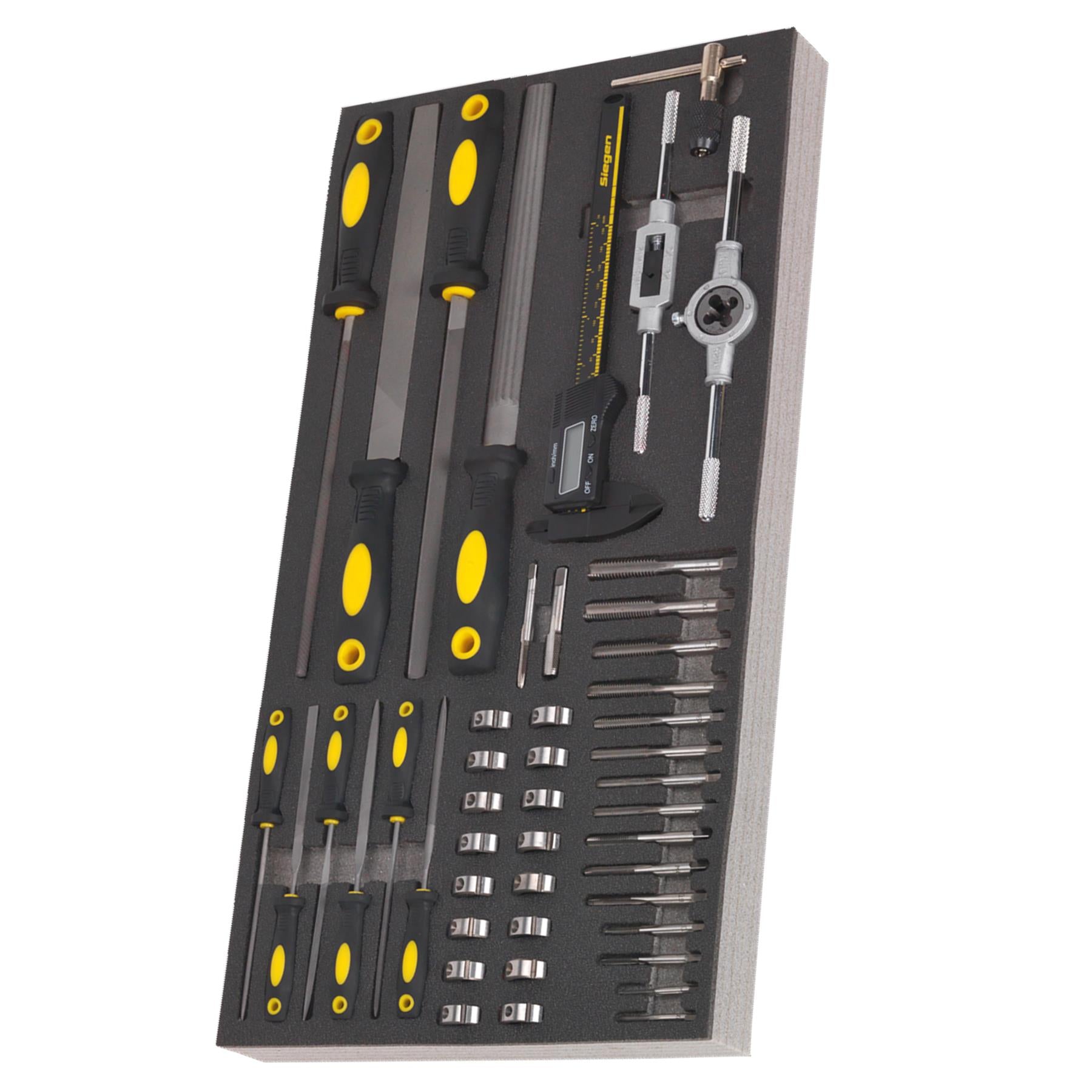 Sealey Tool Tray with Tap & Die, File & Caliper Set 48pc