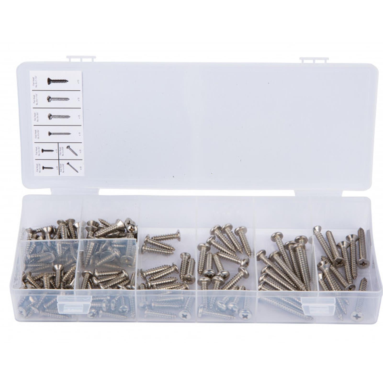 BlueSpot 140Pc Stainless Steel Self Tapping Screw Flush Oval Pan-Head & Countersunk