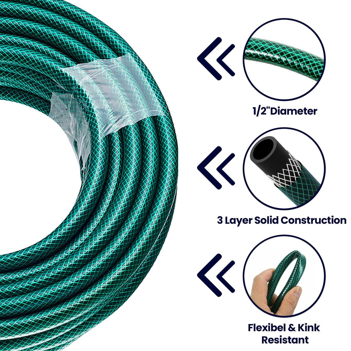 Garden Hose Pipe With Spray Gun Set PVC Watering Hose Green 50m