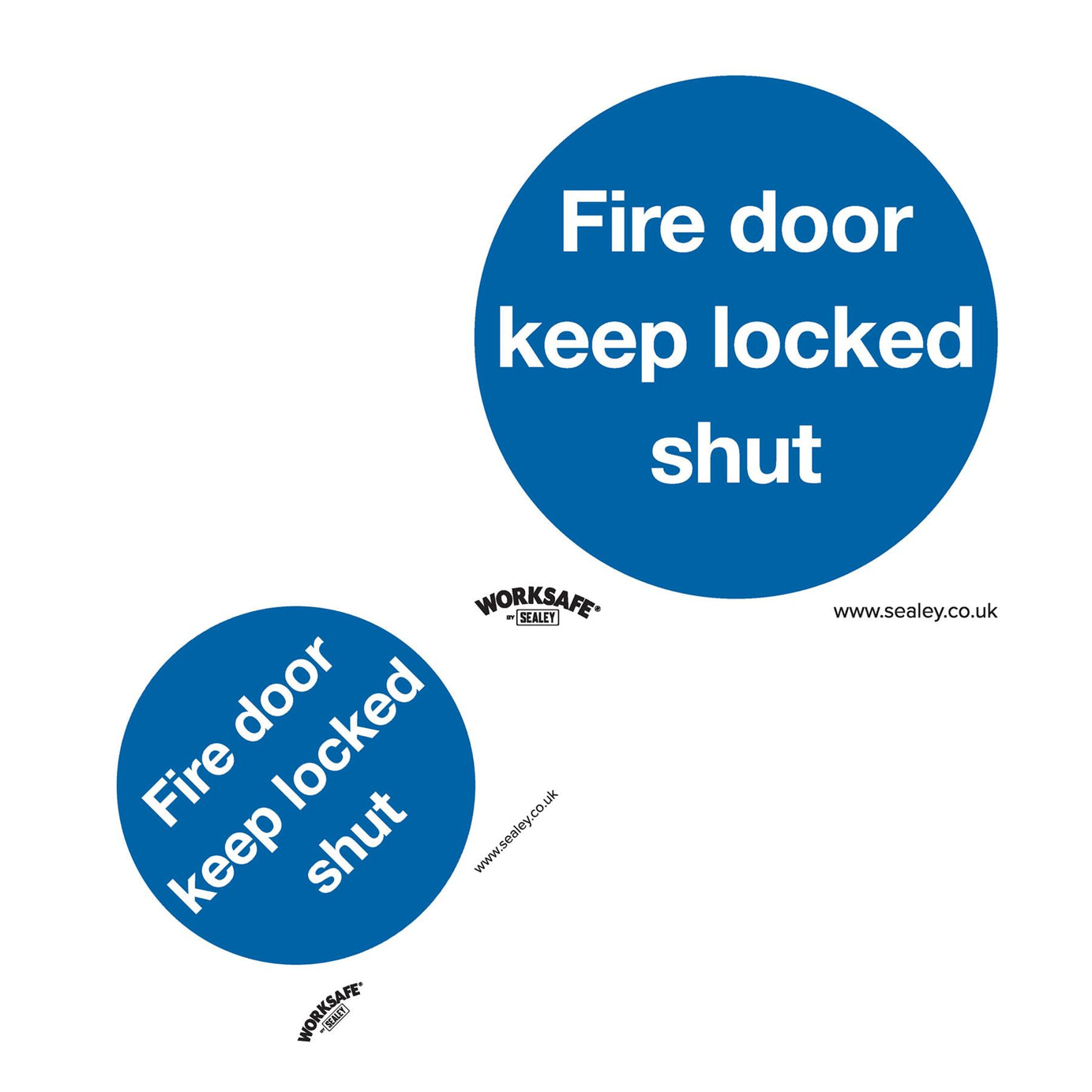 Sealey Safety Sign - Fire Door Keep Locked Shut- Self-Adhes. - Pk10