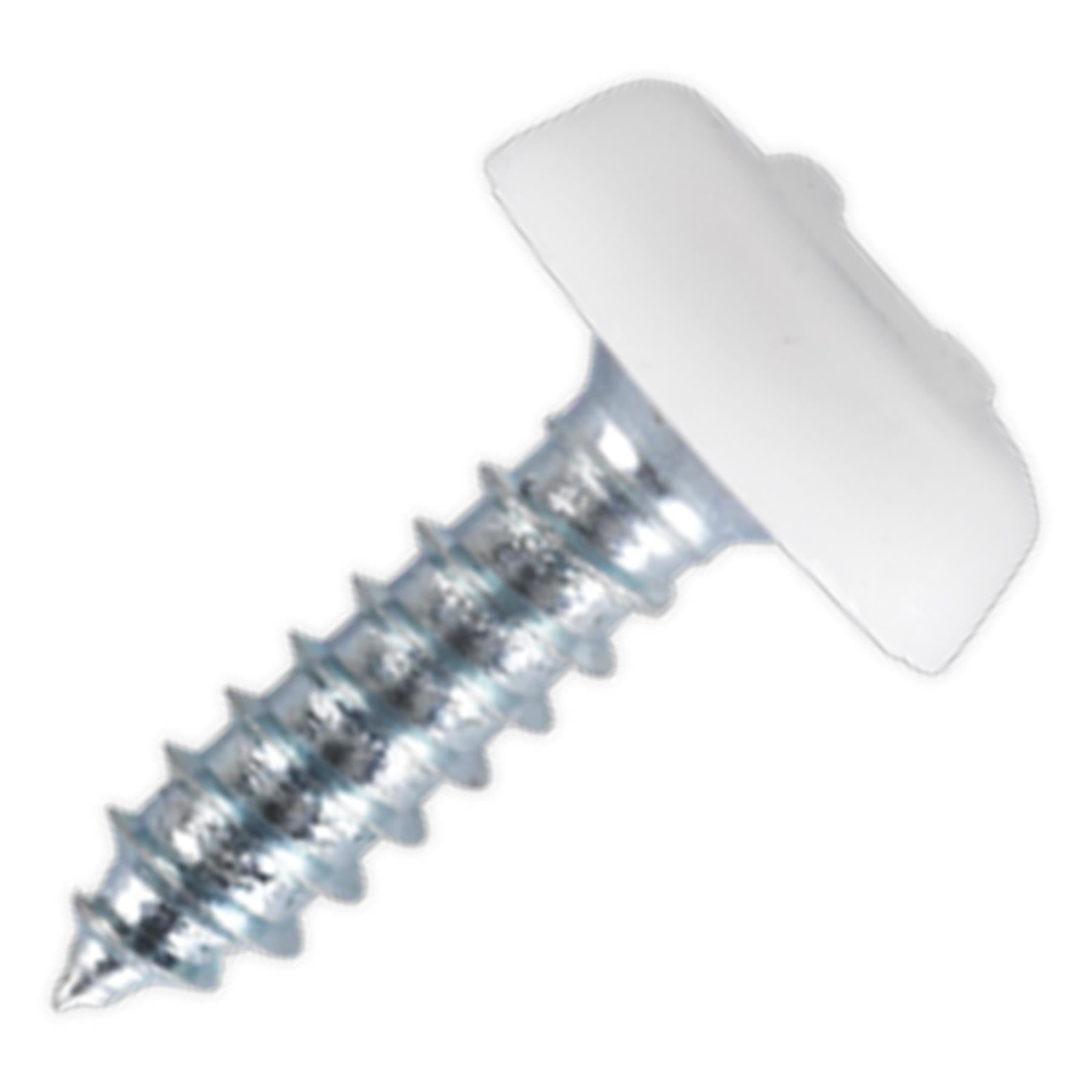 Sealey Numberplate Screw Plastic Head 4.8 x 18mm White Pack of 50