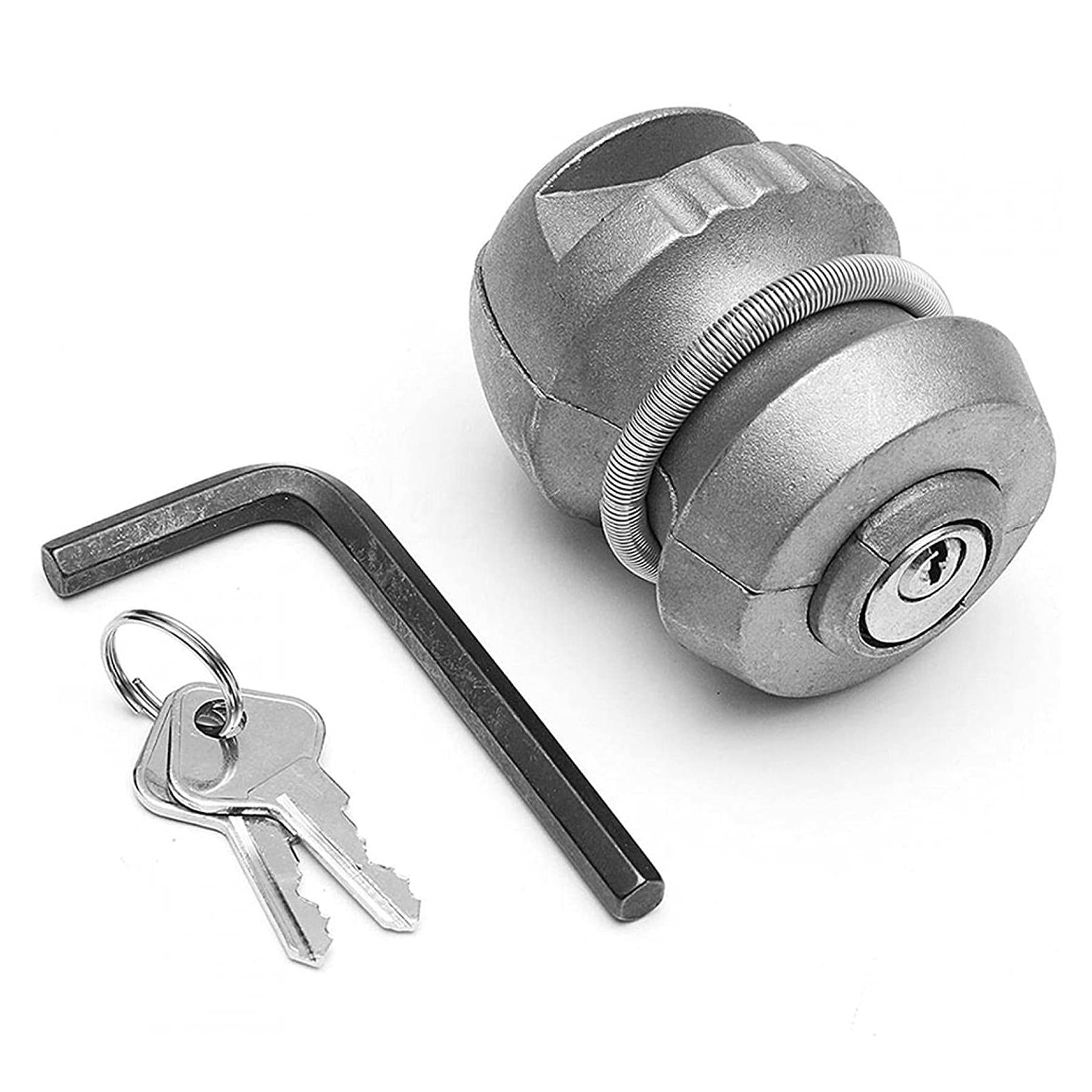 Trailer Hitch Lock - 50mm Dia Ball Coupling 2 X Nickel-Plated Brass Keys 6mm Hex