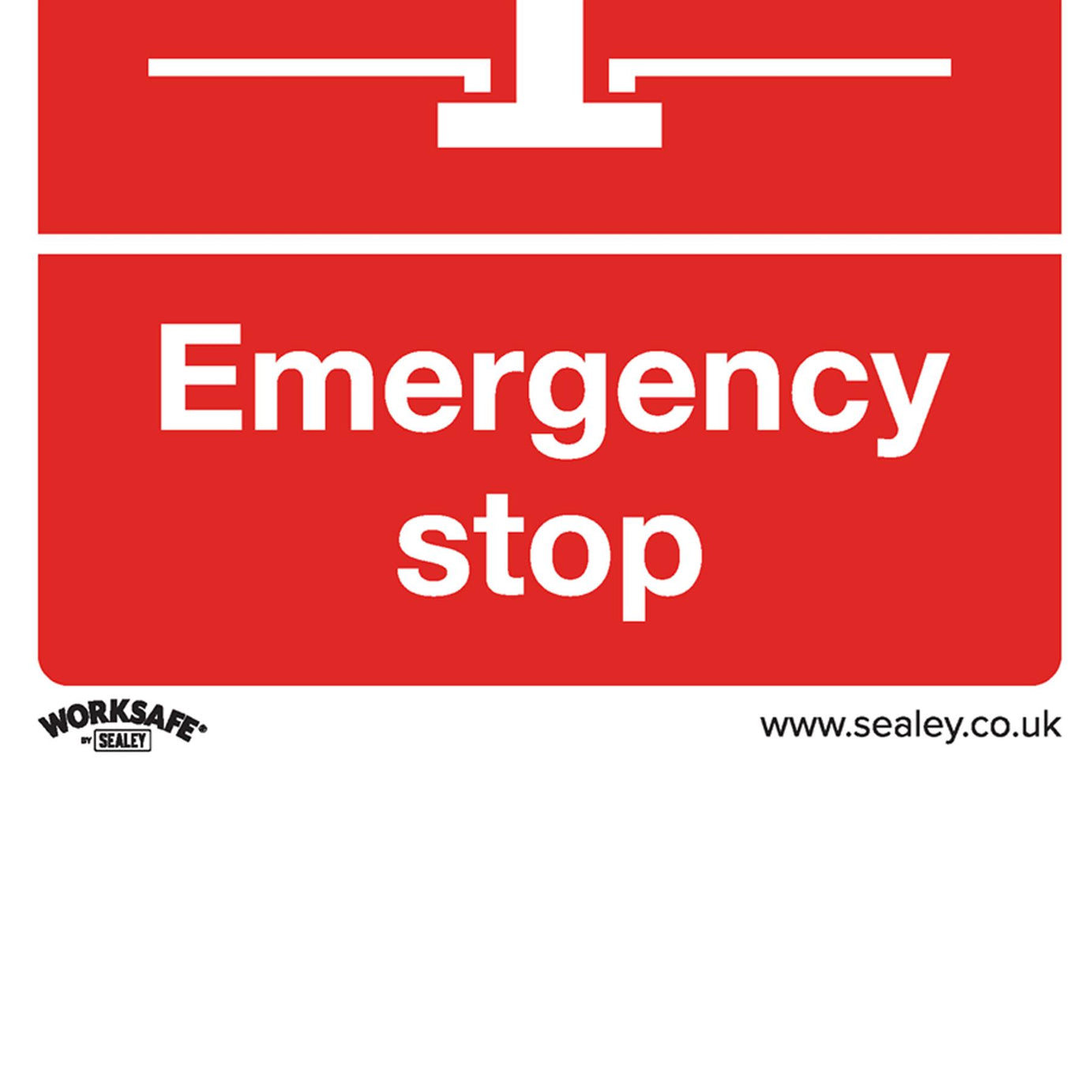 Sealey Safety Sign - Emergency Stop - Rigid Plastic - Pack of 10