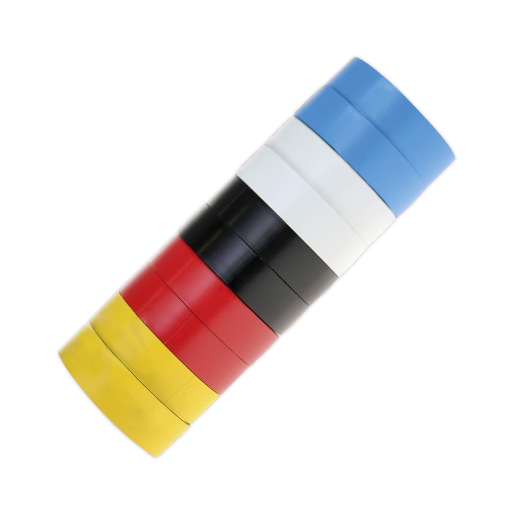 Sealey PVC Insulating Tape 19mm x 20m Mixed Colours Pack of 10