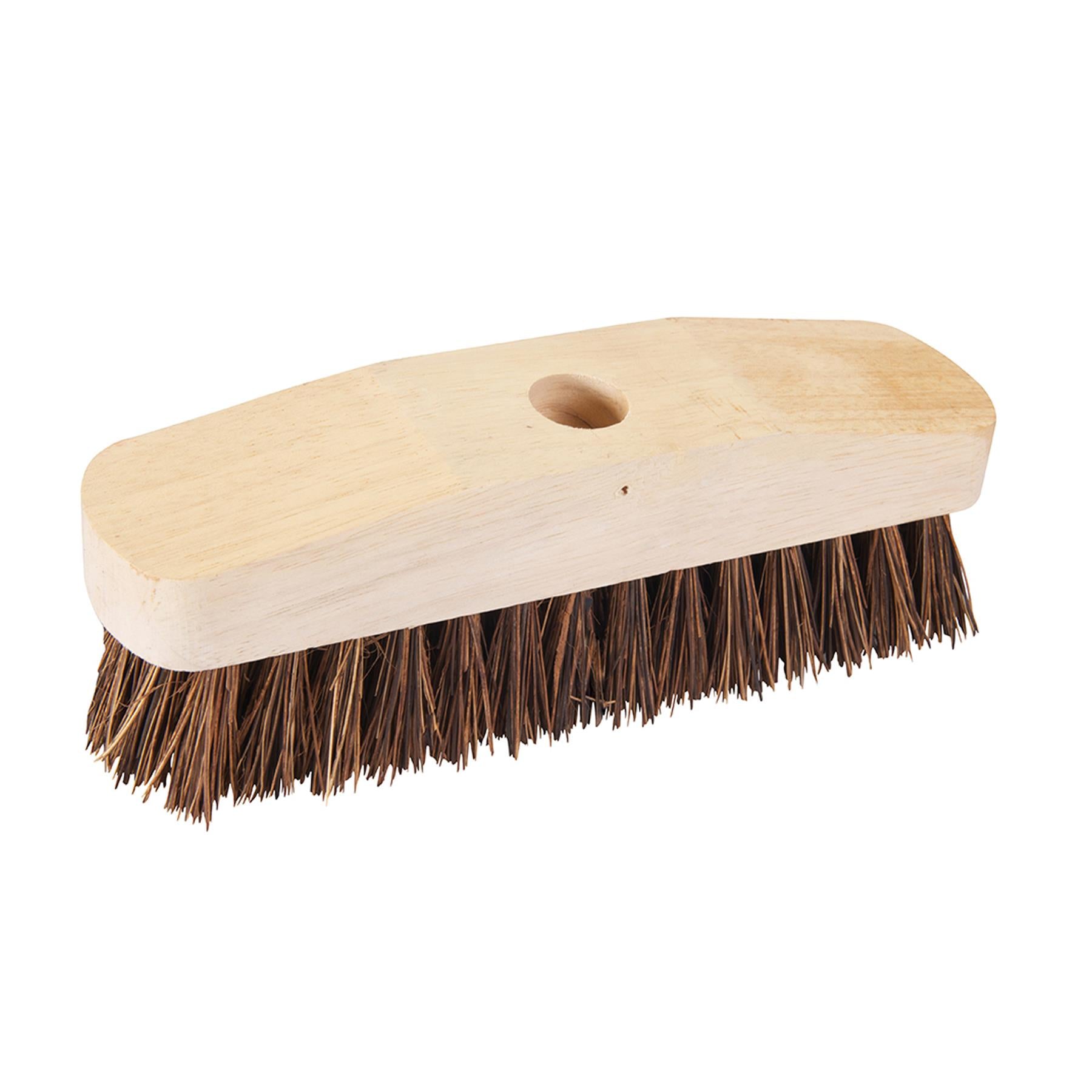 Deck Scrub Brush 228mm (9") Rubberwood With Stiff Bassine Bristles For Outdoor