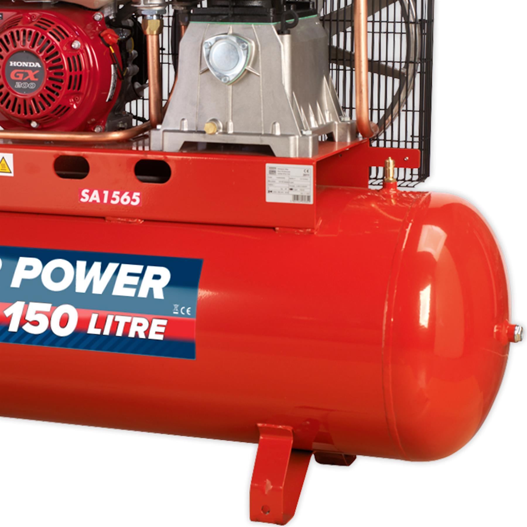 Sealey Compressor 150L Belt Drive Petrol Engine 6.5hp