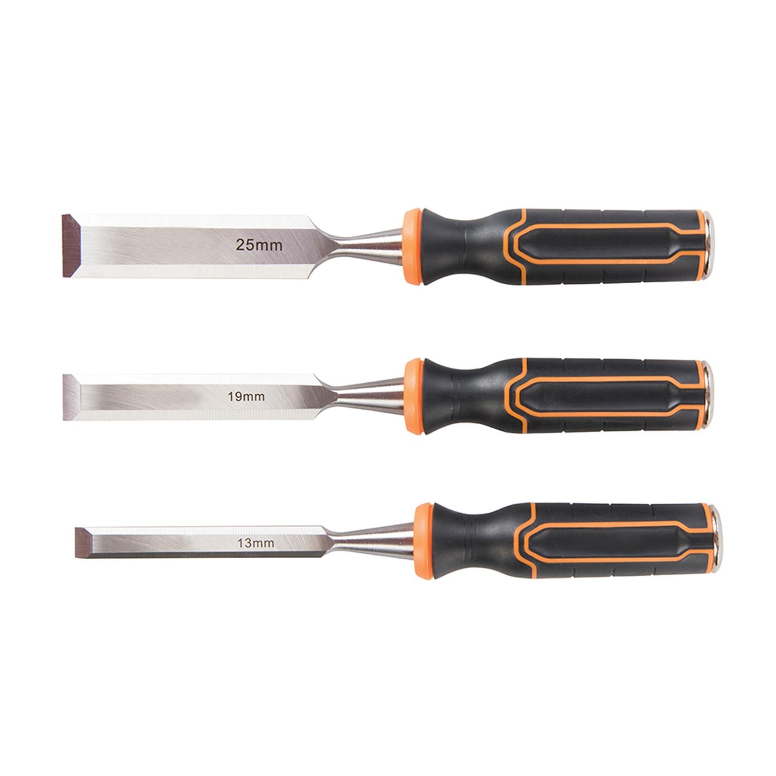 Wood Chisel Set Hardedned Steel Blade With Large Striking Cap 3Pc 13, 19 & 25mm