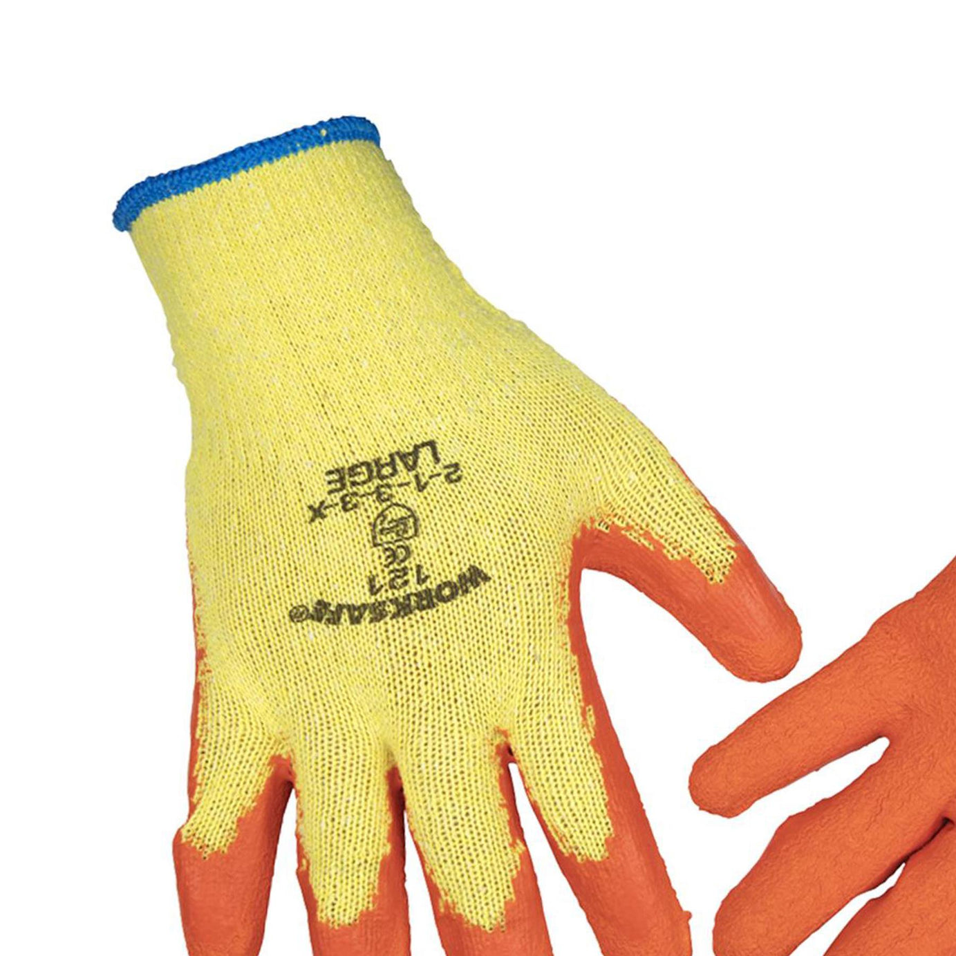 Sealey Latex Coated Work Gloves Builder Gardening Safety Grip Large 12 Pairs