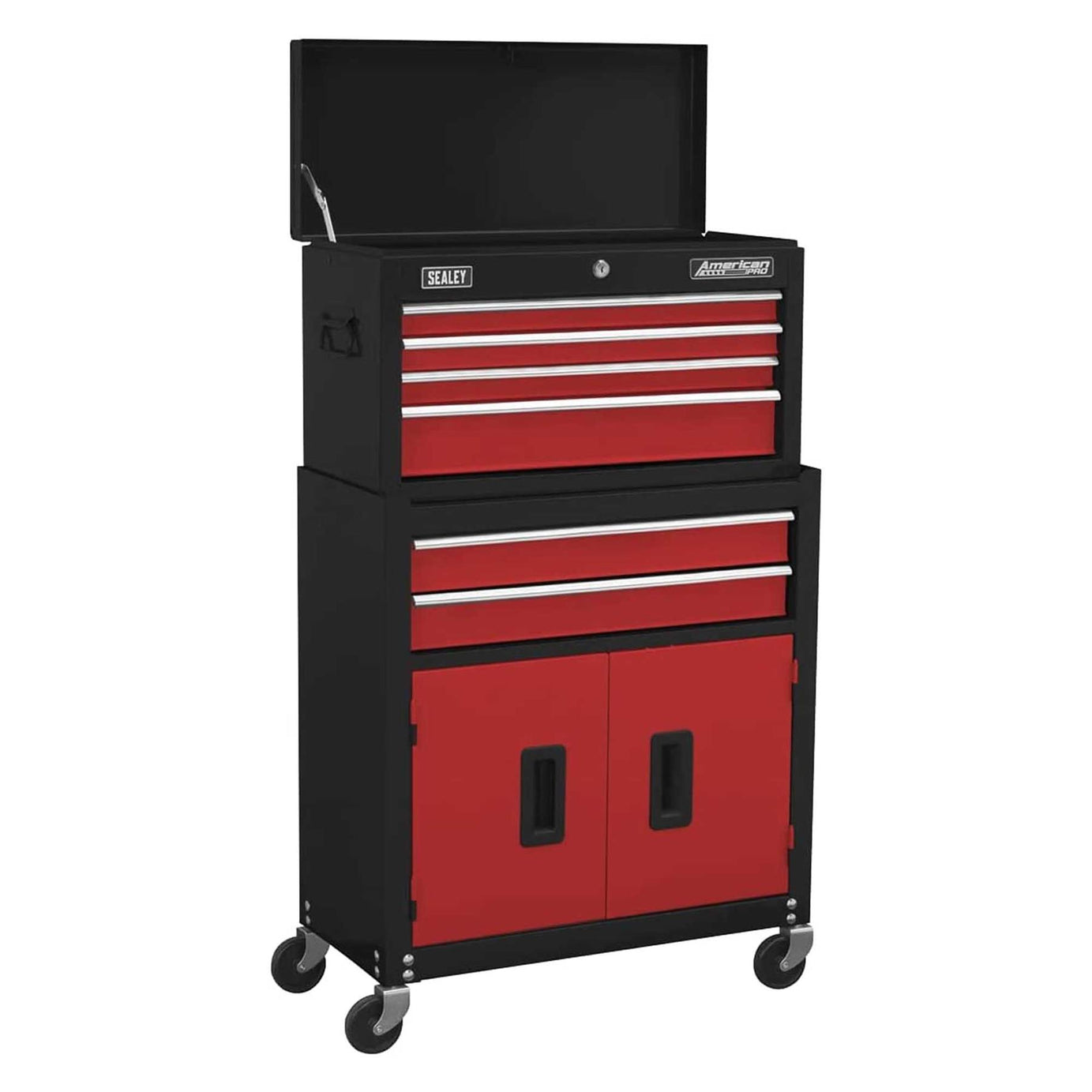 Sealey Topchest & Rollcab Combination 6 Drawer with Ball-Bearing Slides - Red