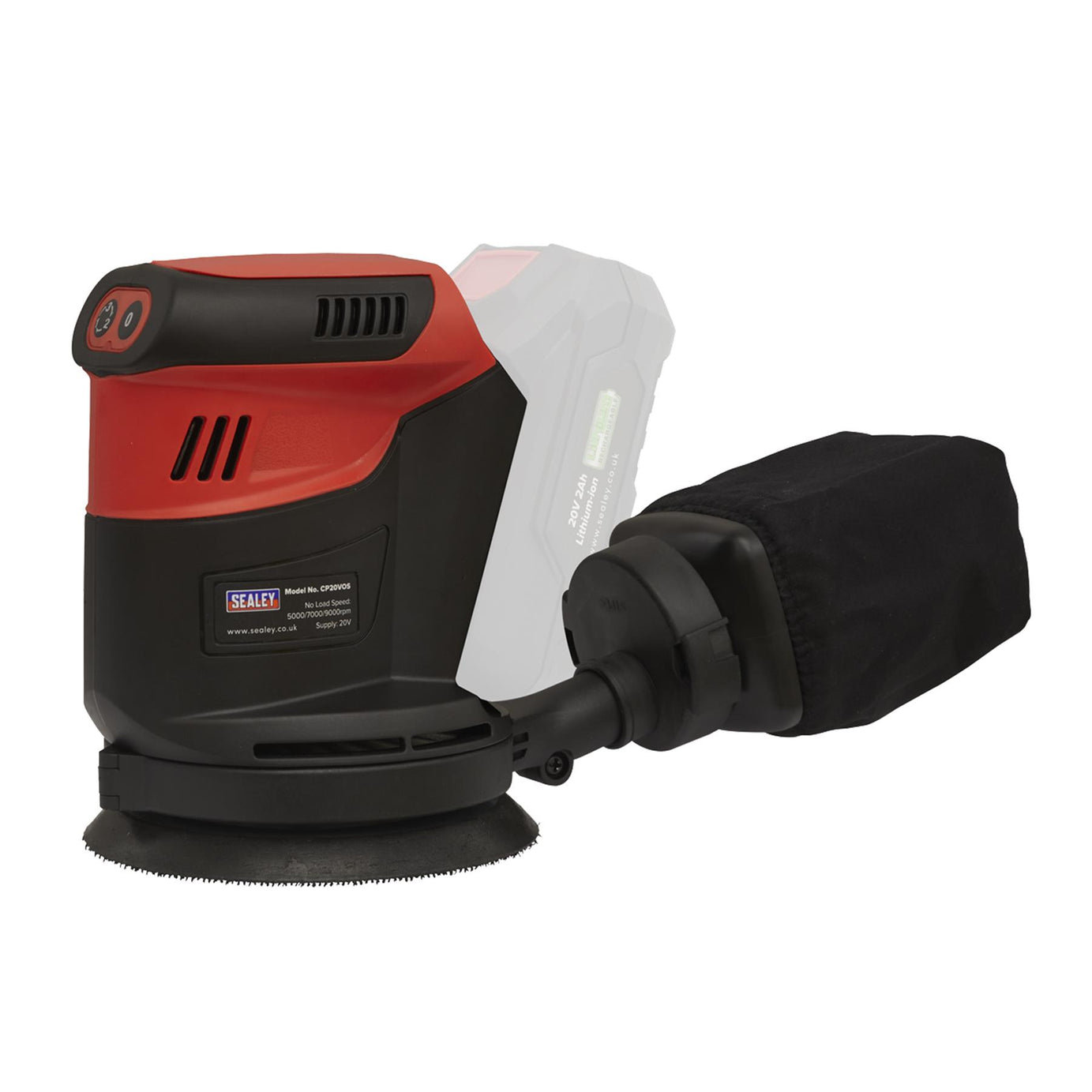 Sealey CP20VOSKIT Cordless Orbital Palm Sander Kit 125mm 20V - 2 Batteries