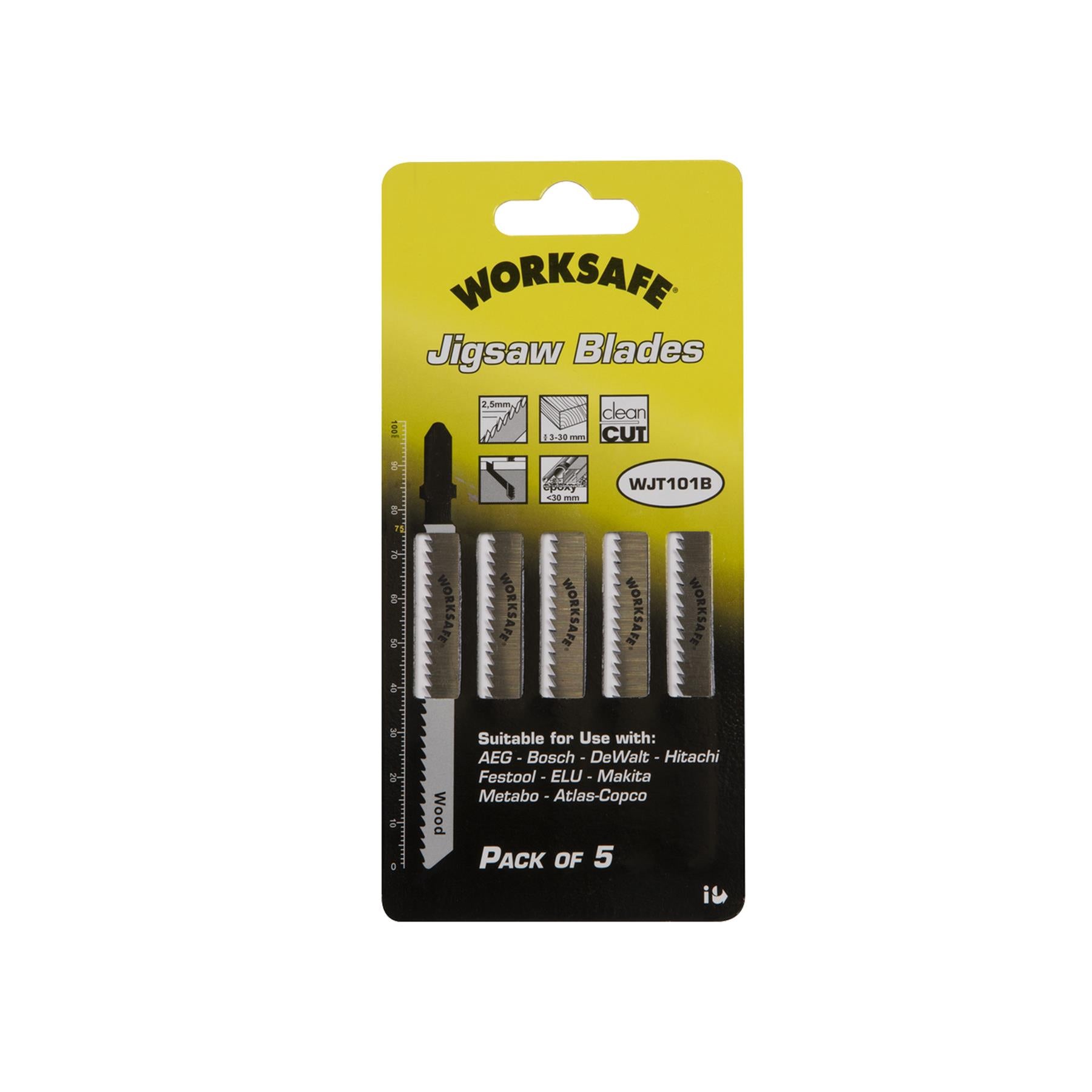 Sealey Jigsaw Blade Wood & Plastics 75mm 10tpi - Pack of 5