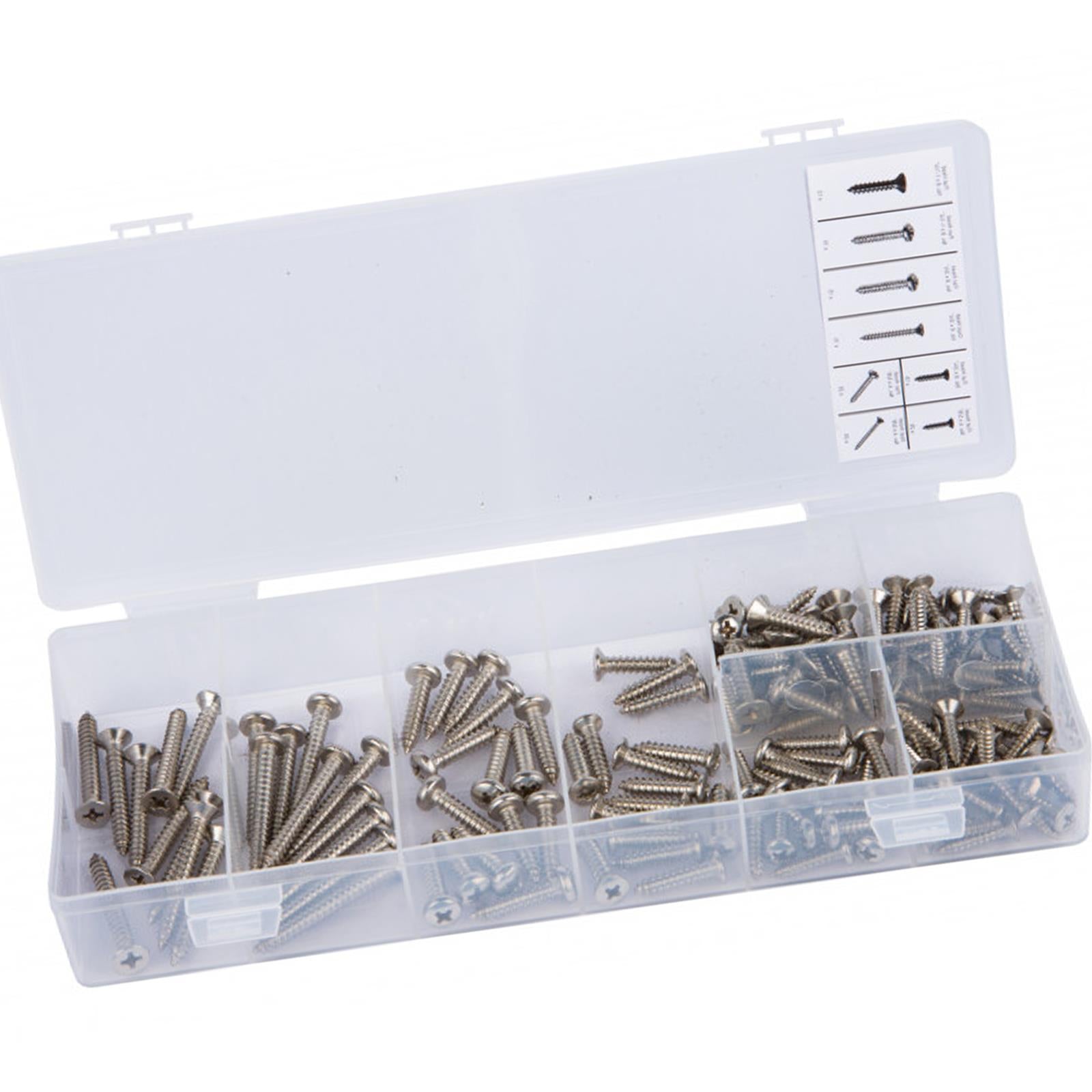 BlueSpot 140Pc Stainless Steel Self Tapping Screw Flush Oval Pan-Head & Countersunk