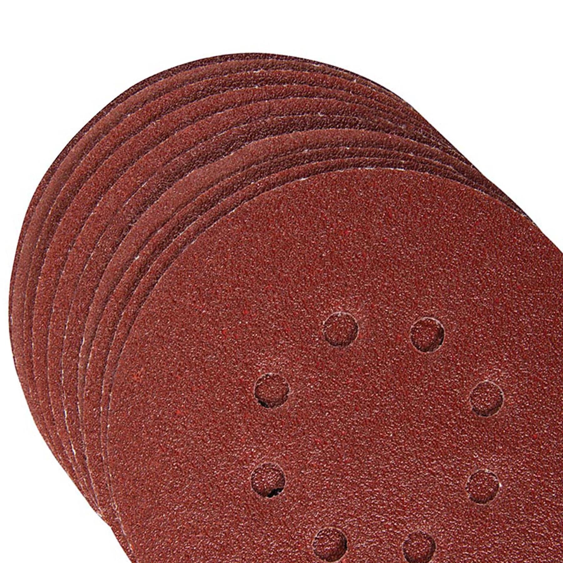 Punched Sanding Discs 125mm 10Pk Grit 120 Hook & Loop Aluminium Oxide New