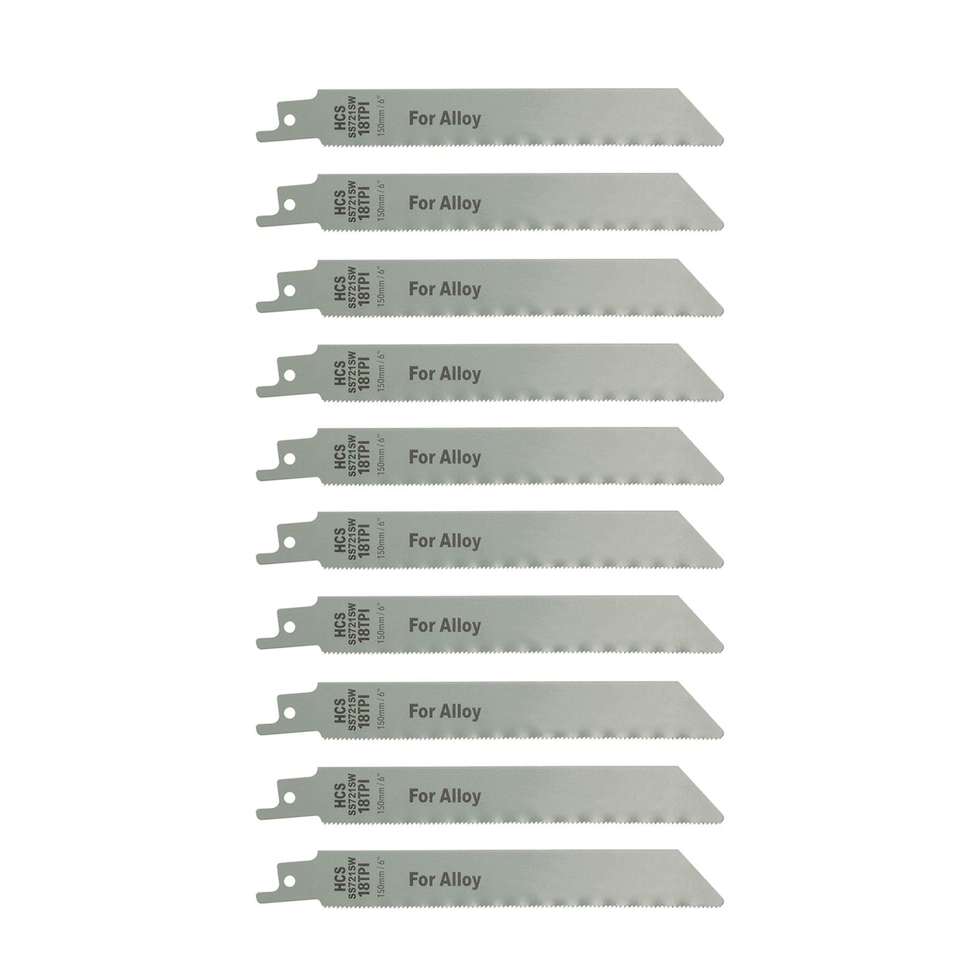 10 Reciprocating Saw Blades 18 Tpi 150mm Wood & Soft Alloy Cutting Fine