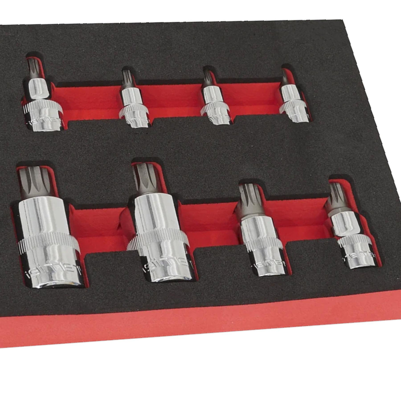 Sealey Spline Socket Bit Set 8pc 1/4", 3/8" & 1/2"Sq Drive