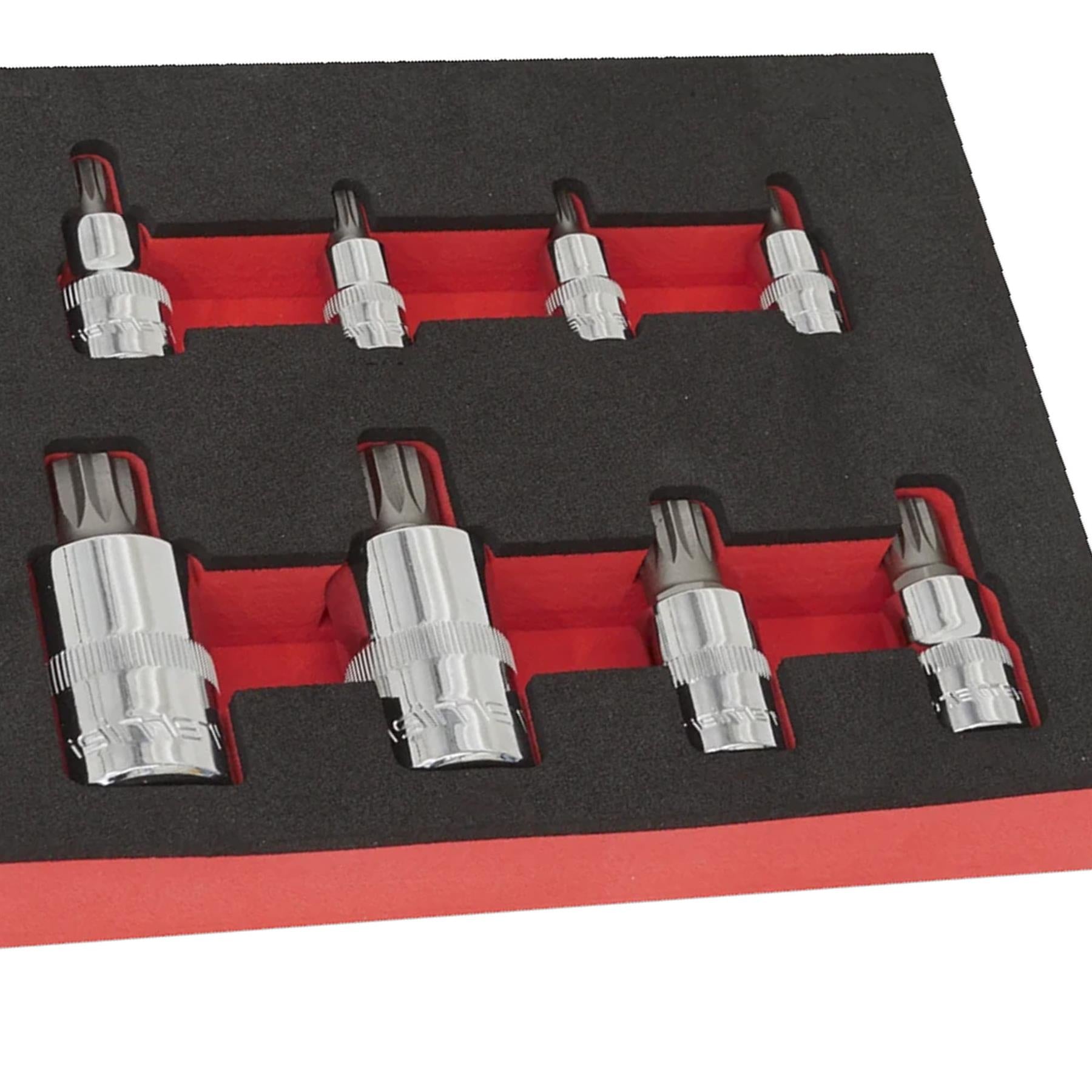 Sealey Spline Socket Bit Set 8pc 1/4", 3/8" & 1/2"Sq Drive