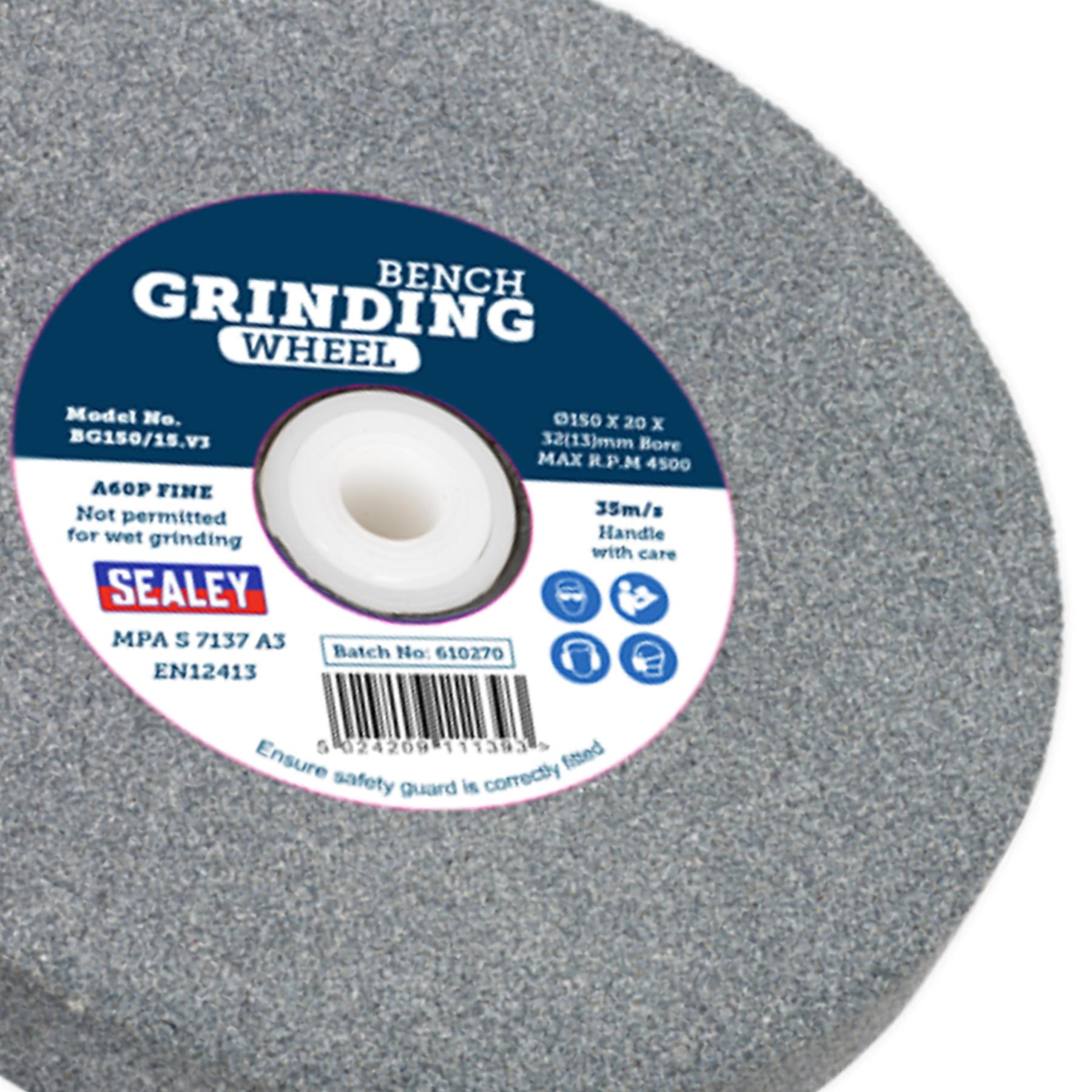 Sealey 150 x 20mm Grinding Stone 32(13)mm Bore A60P Fine