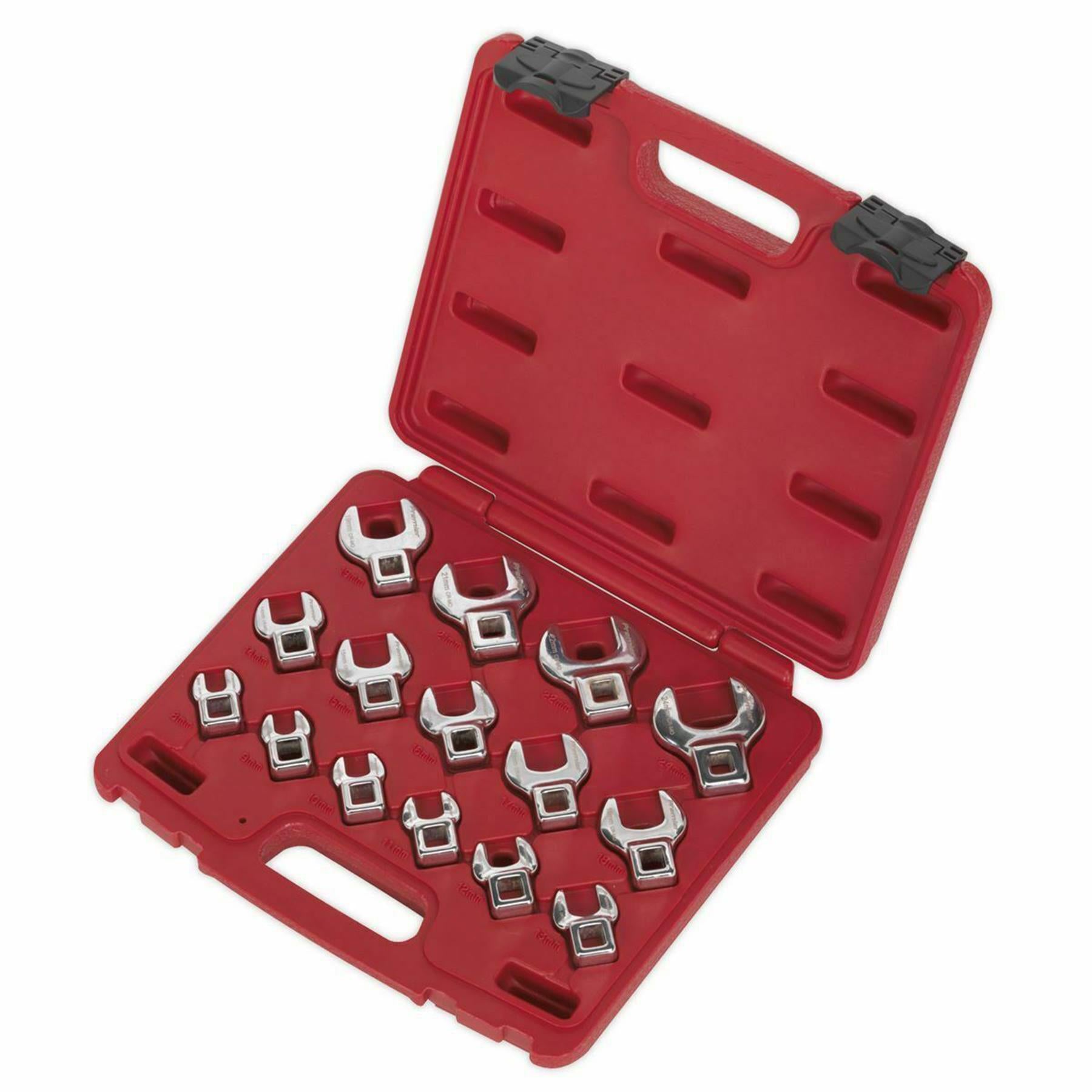 Sealey Crow's Foot Open-End Spanner Set 15pc 3/8"Sq Drive Metric