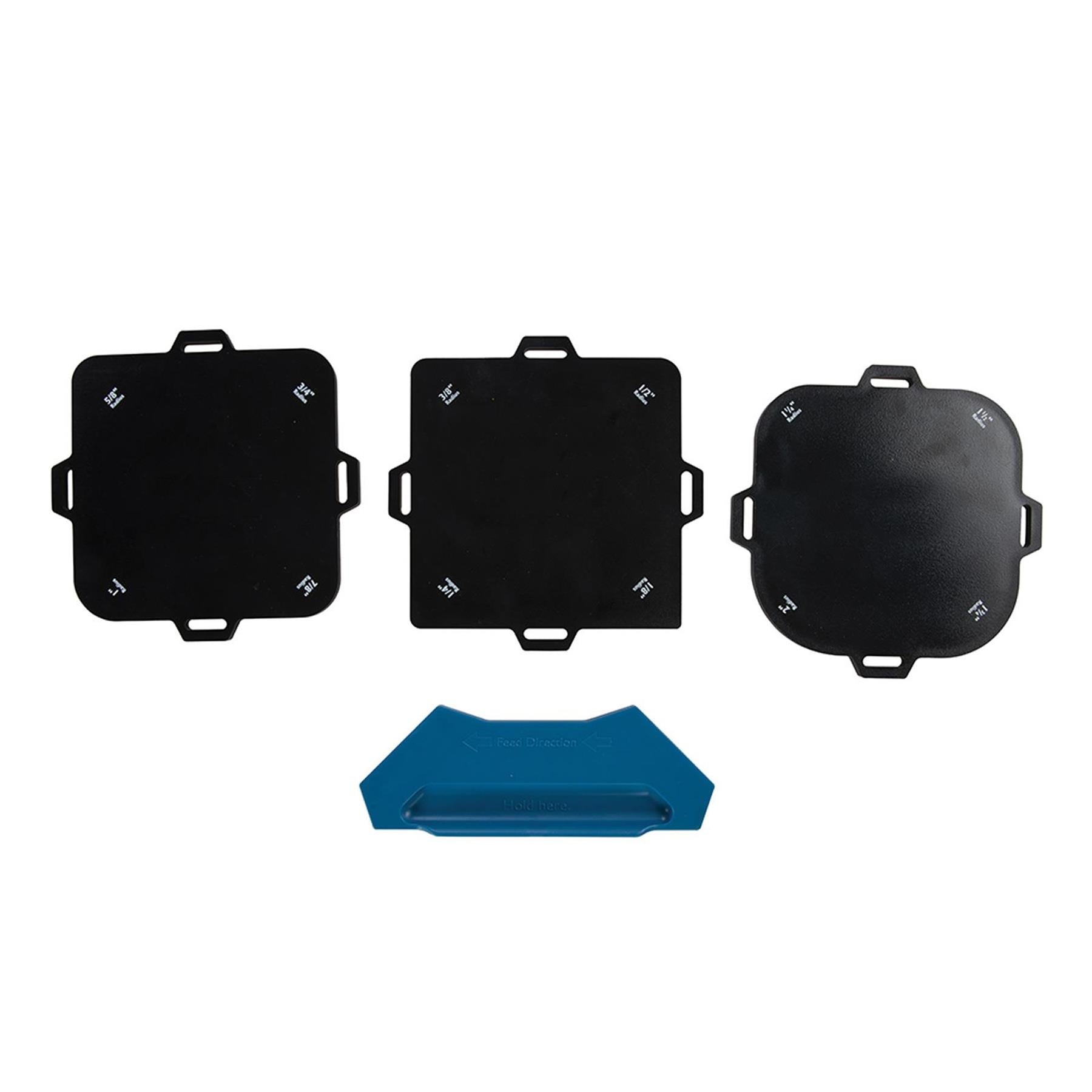 Corner Radius Routing Templates 4 Pc With Rubber Strips 3 - 25mm (1/8 - 1) Radii