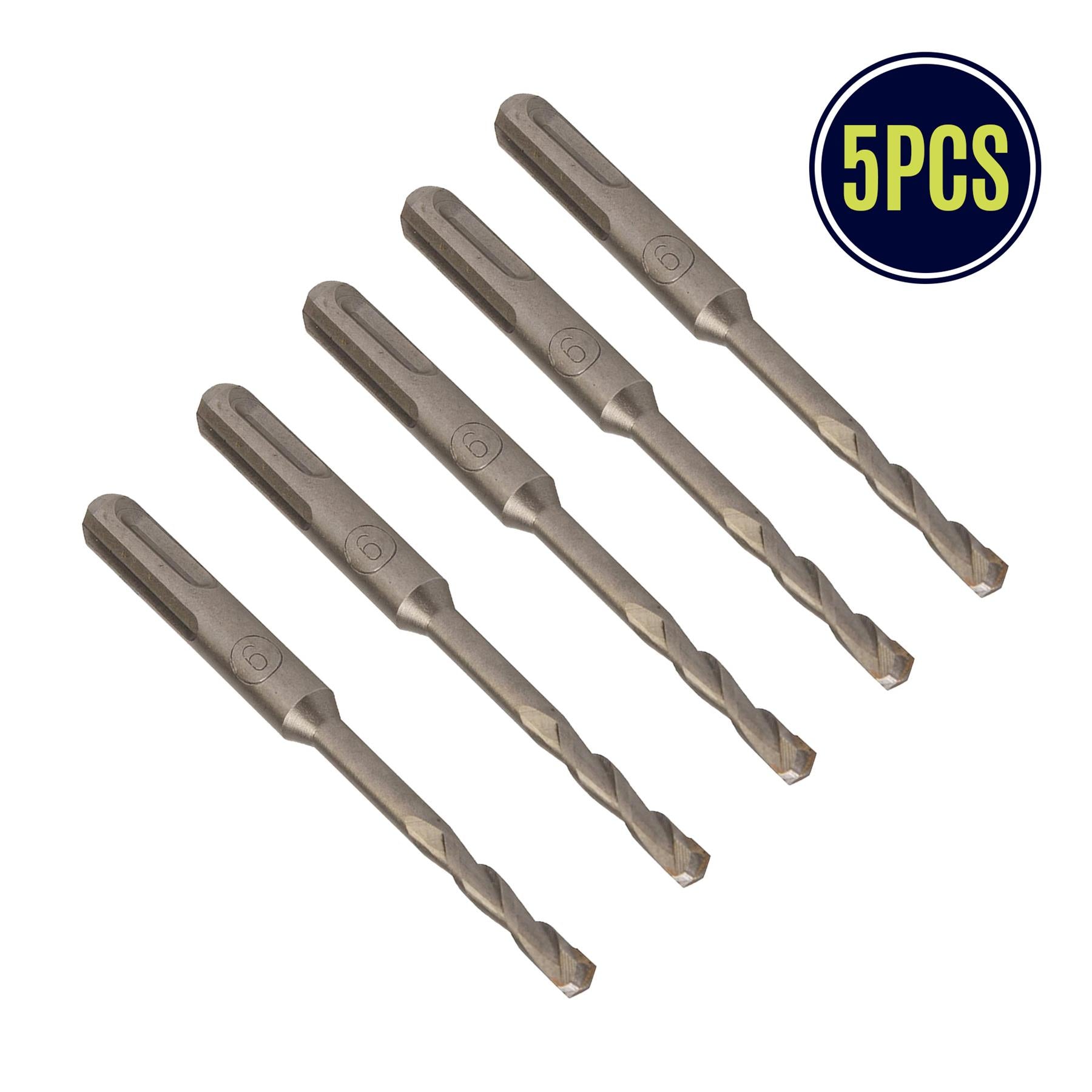 5 x SDS+ PLUS MASONRY DRILL BIT 6 x 110mm, TUNGSTEN CARBIDE TIP, FOR STONE CONCRETE BRICK
