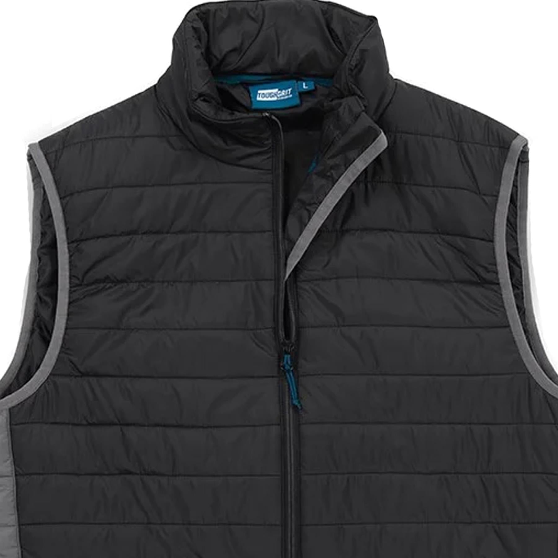 Tough Grit Mens 2-tone Body Warmer Gilet Warm Padded Black/Charcoal L