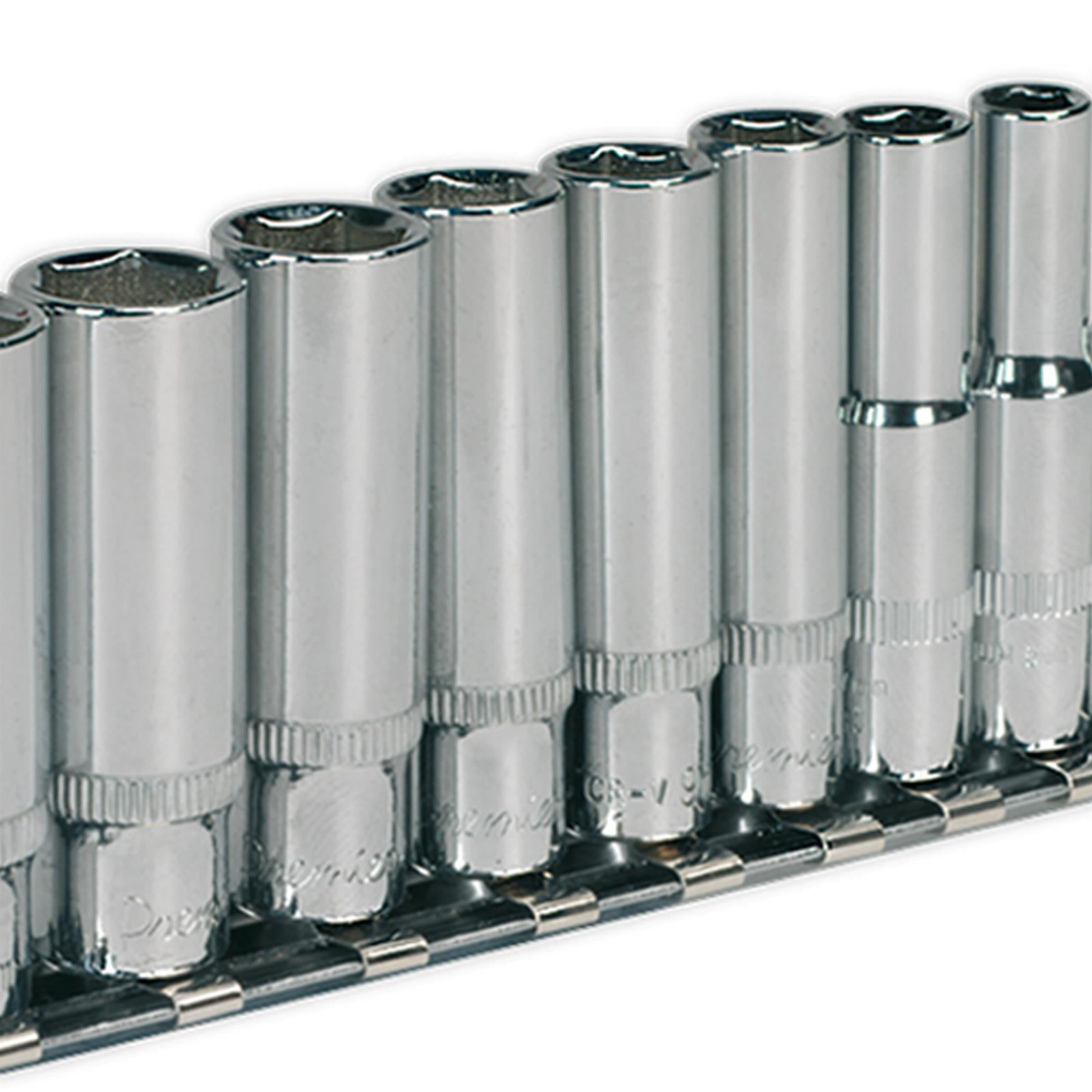 Sealey Socket Set 13pc 1/4"Sq Drive Deep WallDrive Metric