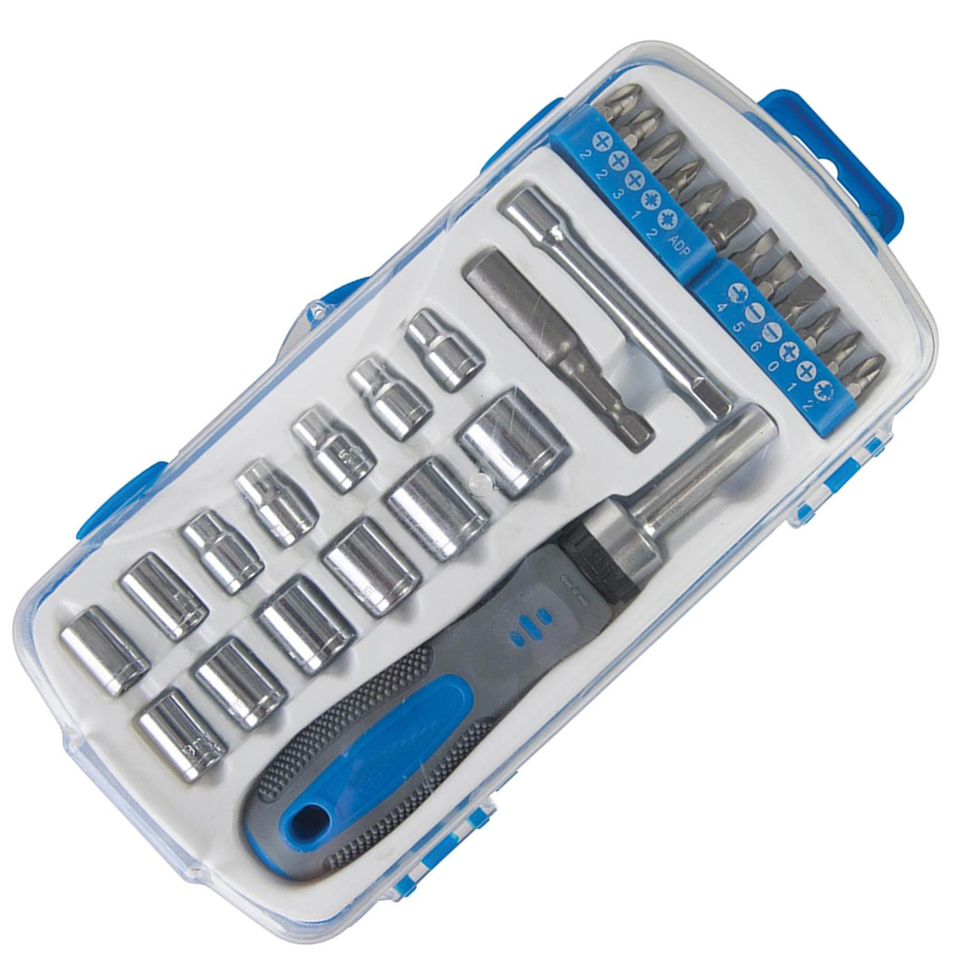 Socket & Driver Set 28Pc Chrome Vanadium Steel Ratchet Driver & Sockets Bits