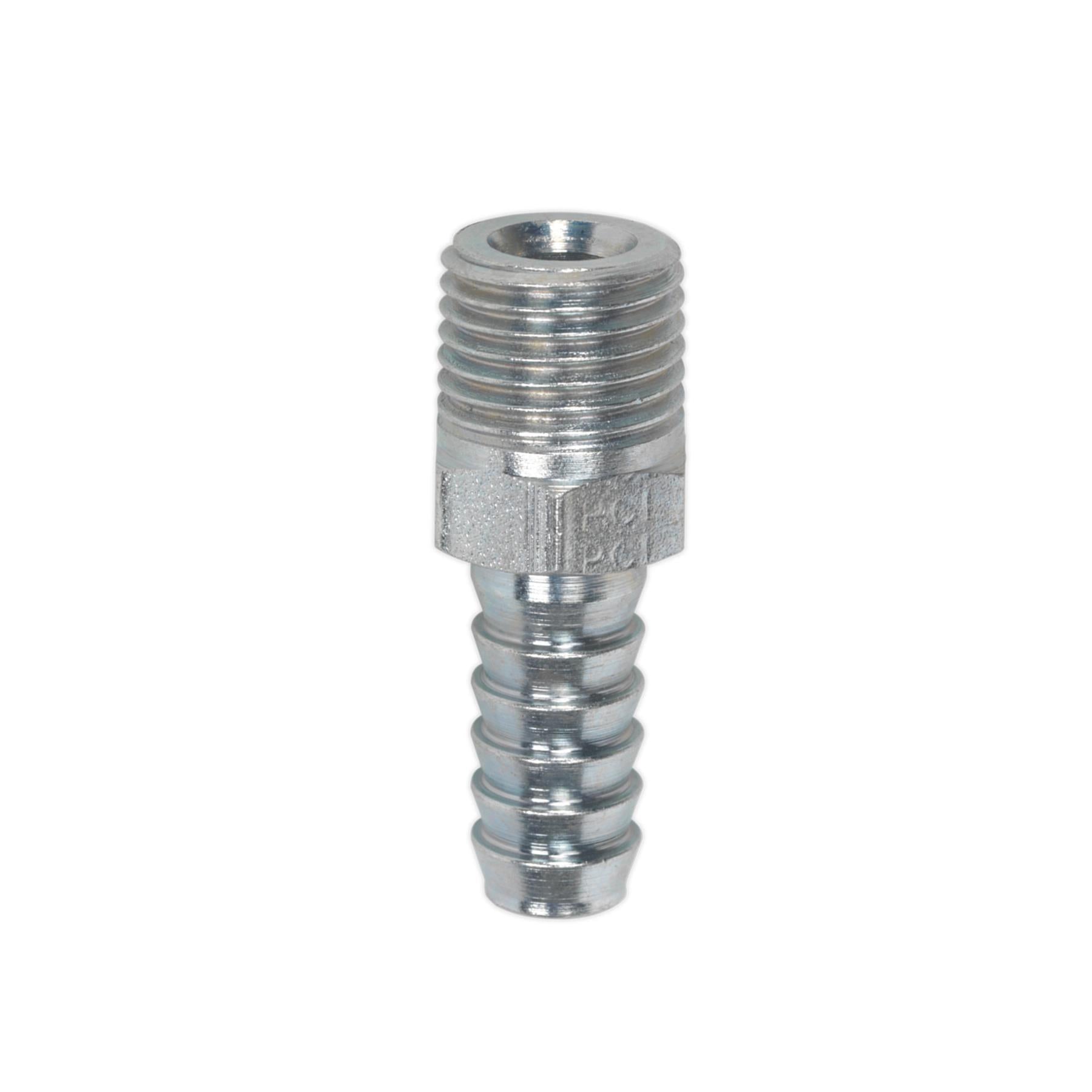 Sealey Screwed Tailpiece Male 1/4"BSPT - 5/16" Hose Pack of 5