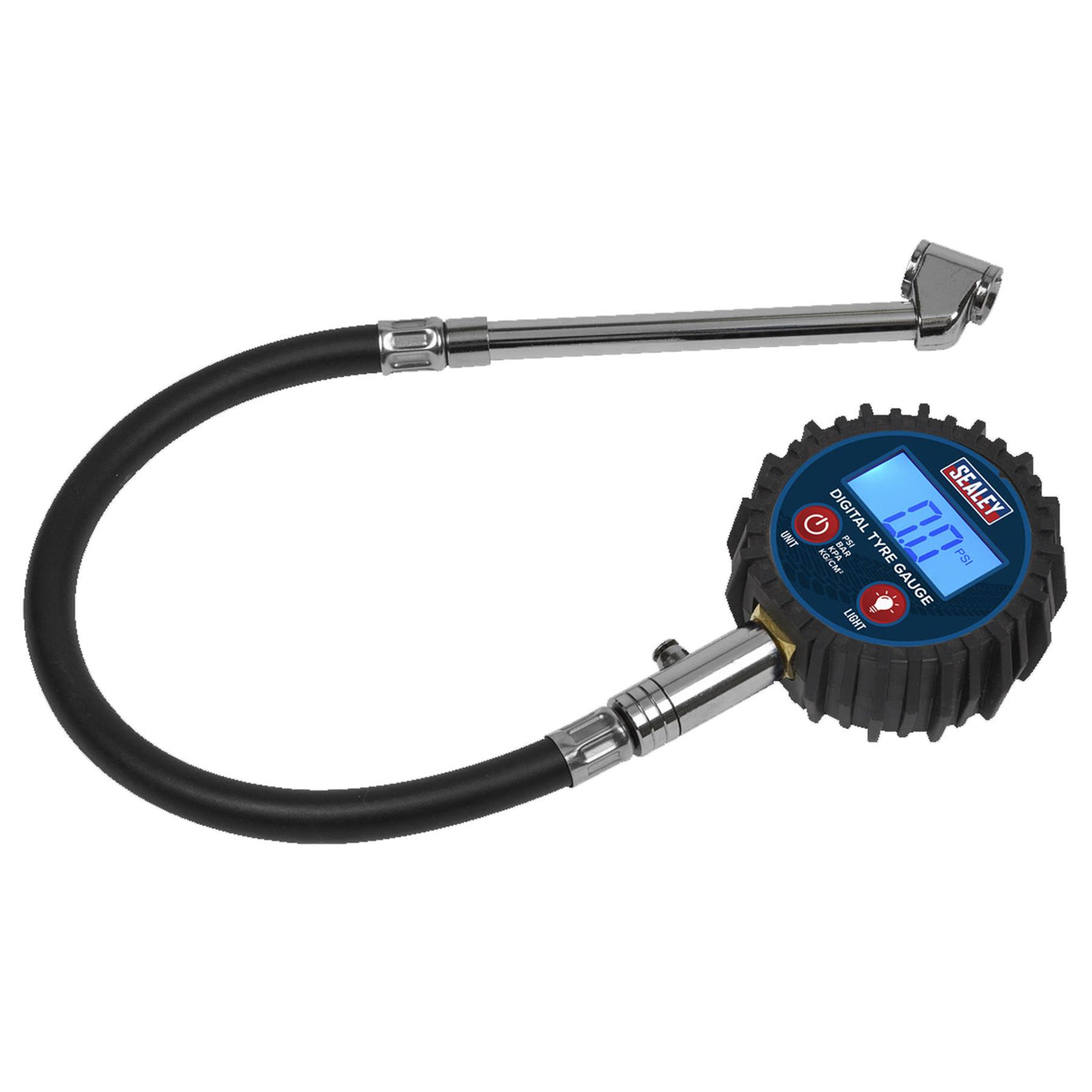 Sealey Digital Tyre Pressure Gauge with Twin Push-On Connector