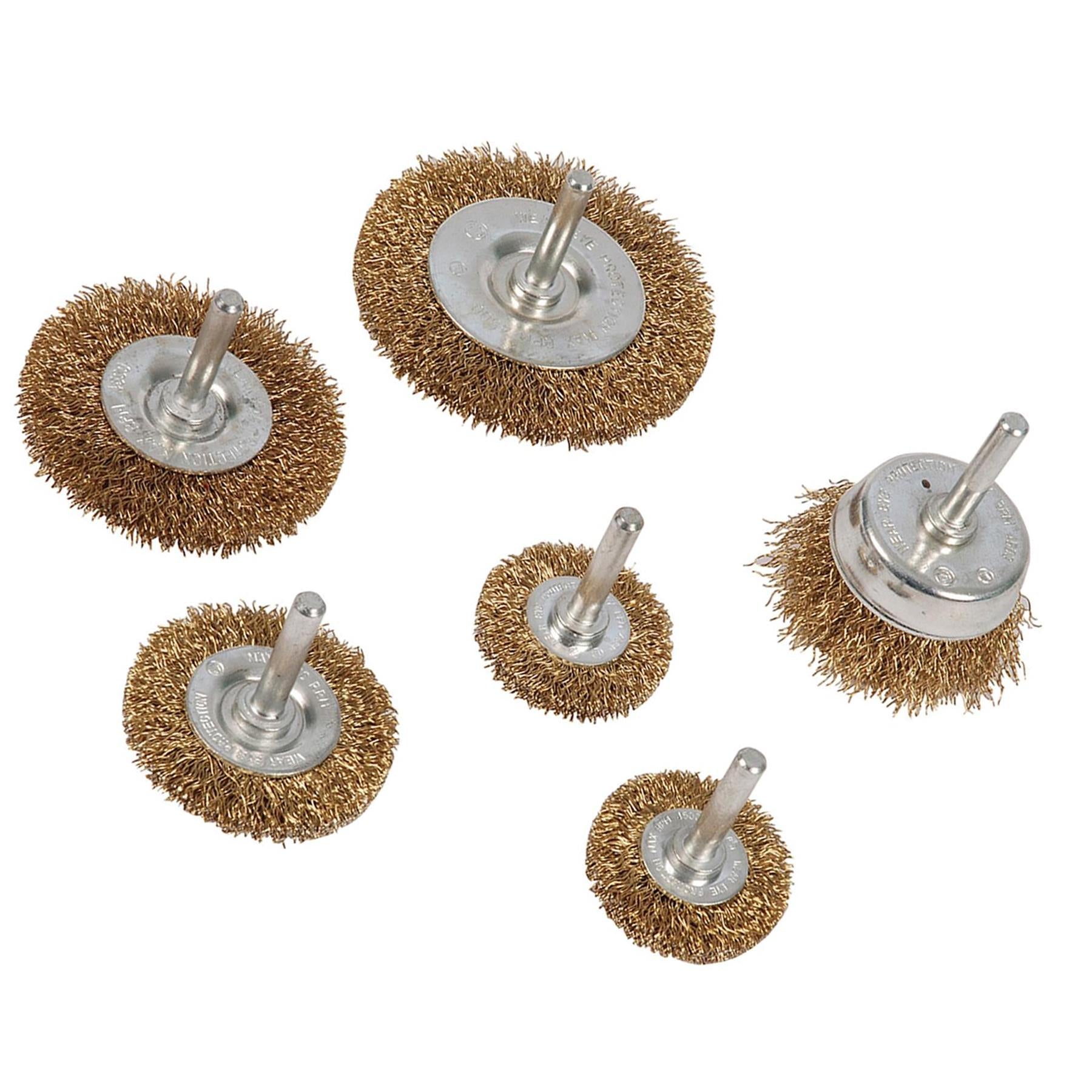 6Pc Wire Wheel & Cup Brush Set 6mm Shank Paint Rust Removal High Quality