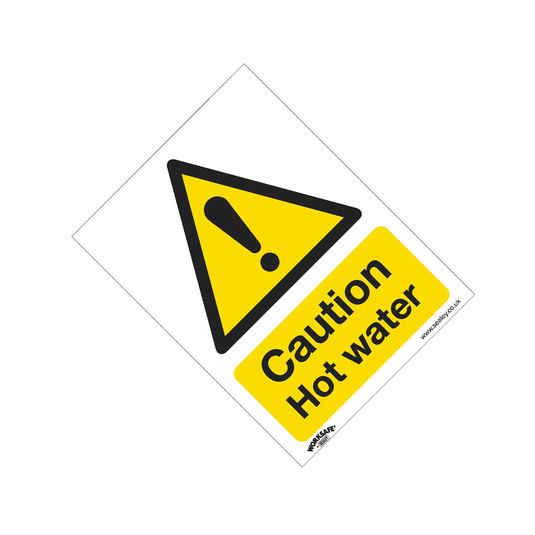 Warning Safety Sign - Caution Hot Water - Rigid Plastic