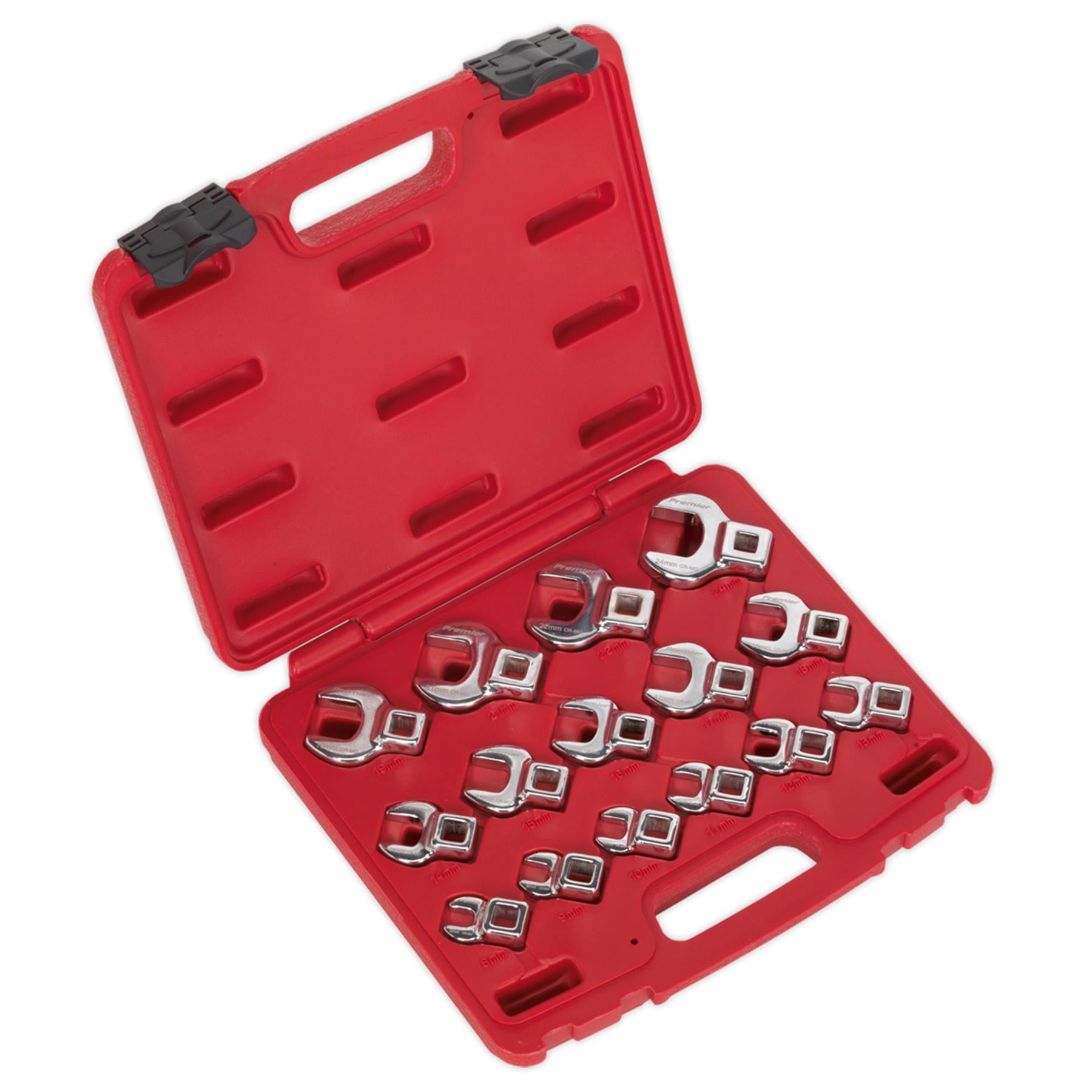 Sealey Crow's Foot Open-End Spanner Set 15pc 3/8"Sq Drive Metric