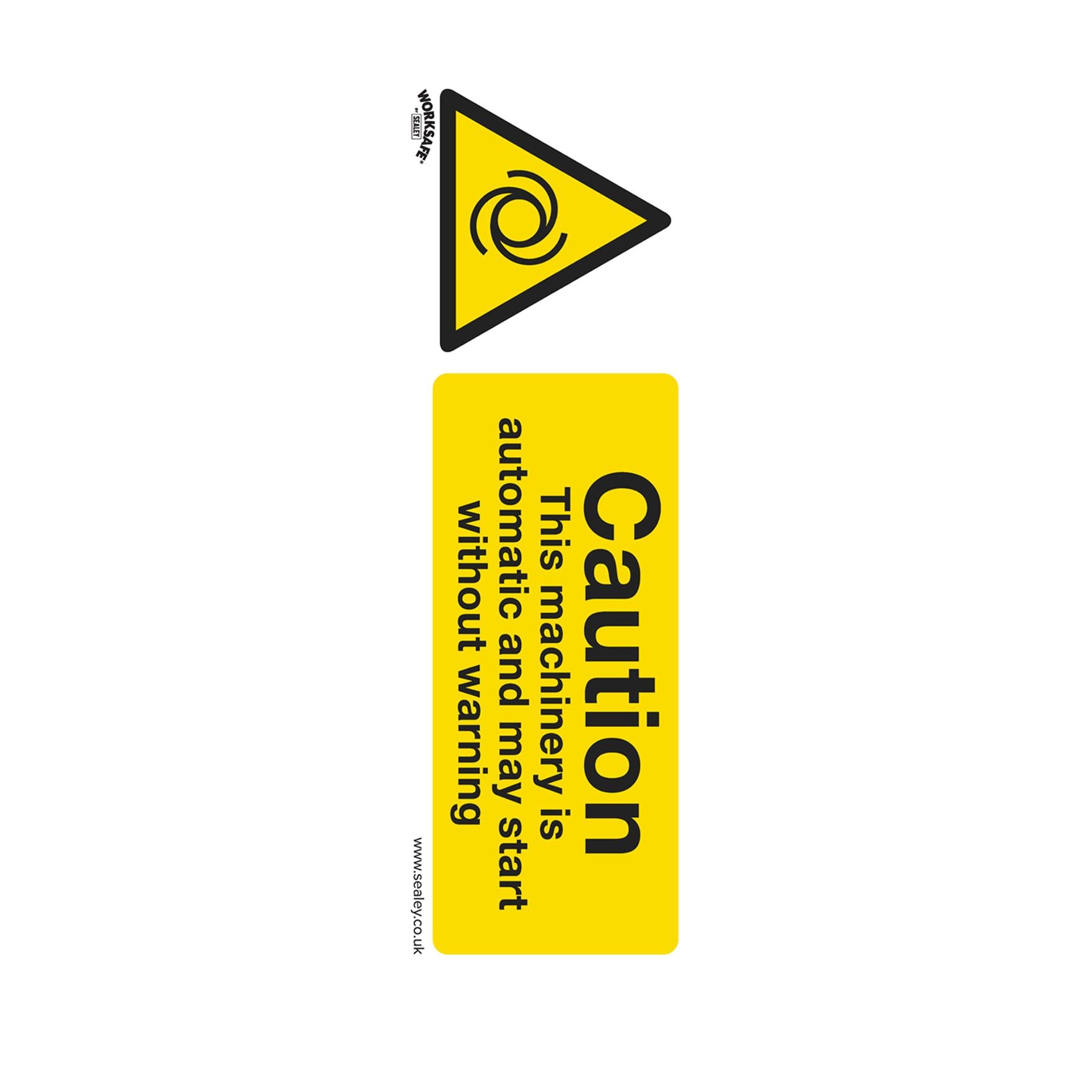 Sealey Safety Sign - Caution Auto Machinery - Plastic - Pk of 10