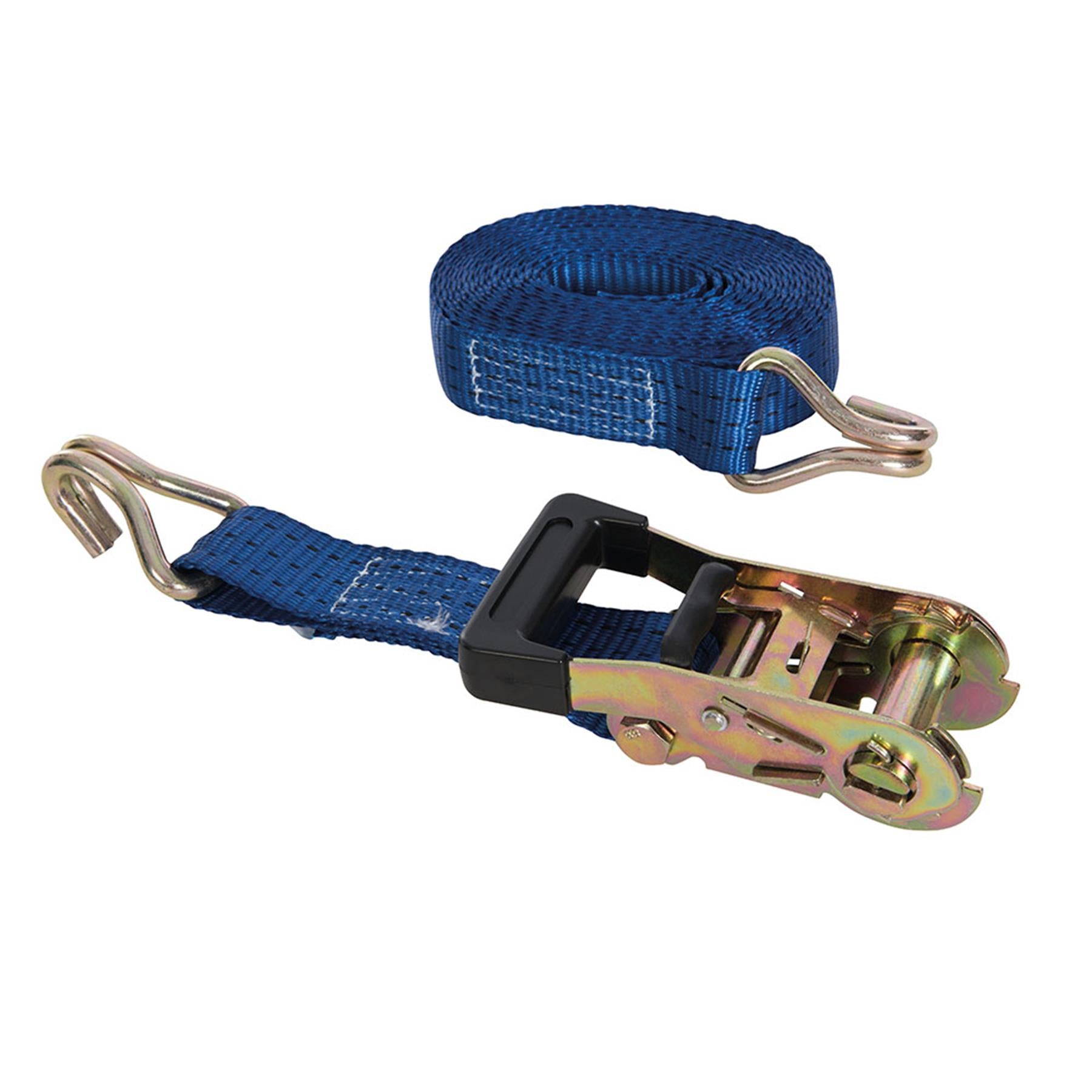 Rubber-Handled Ratchet Tie Down Strap J-Hook 6M X 38mm - Rated 1000Kg New